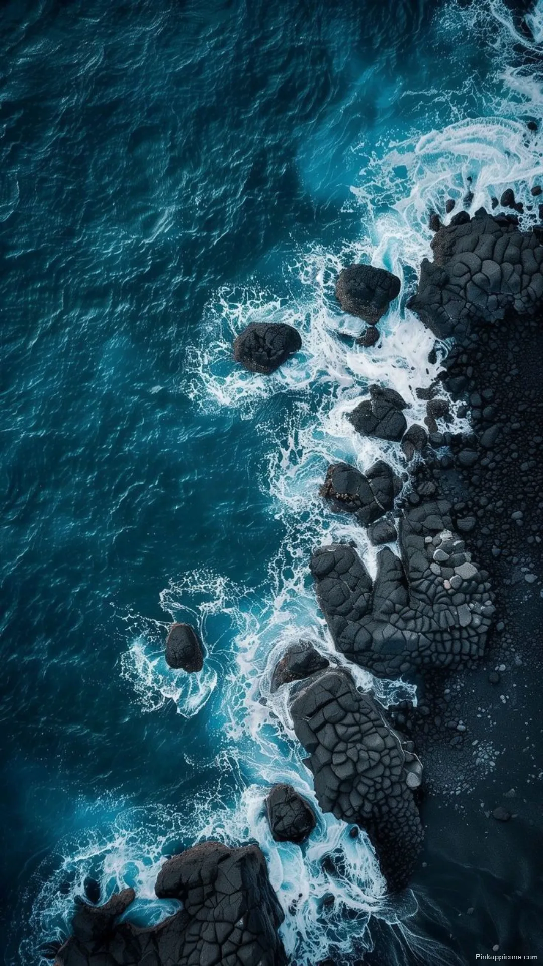 Aerial View Ocean Wallpaper Serene Deep Blue Sea Meets Craggy Shoreline in a Captivating Mobile Phone Background Aerial View Ocean Wallpaper Serene Deep Blue Sea Meets Craggy Shoreline in a Captivating Mobile Phone Background