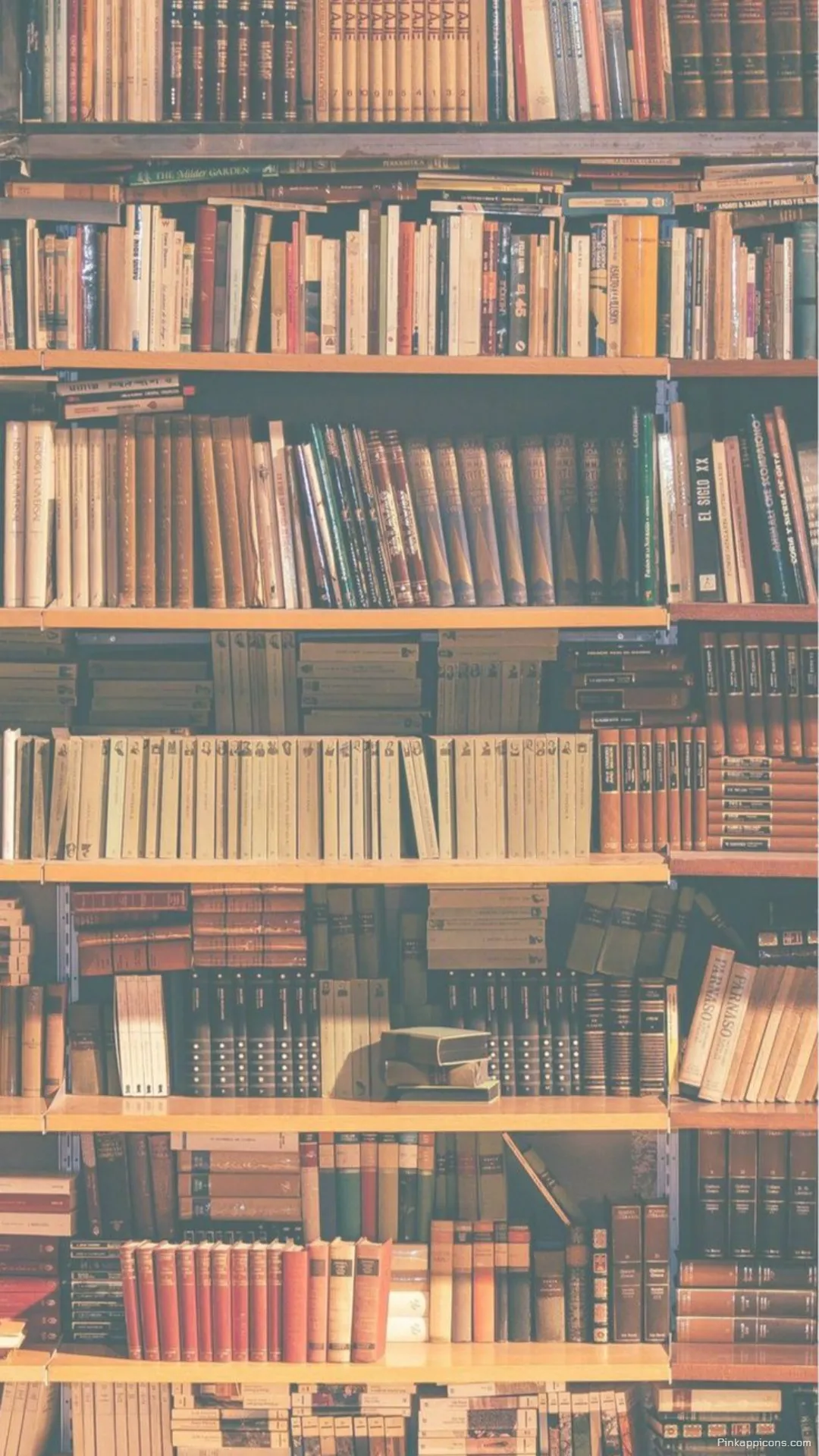 Aesthetic vintage book wallpaper with shelves of classic novels a perfect phone background Aesthetic vintage book wallpaper with shelves of classic novels, a perfect phone background.
