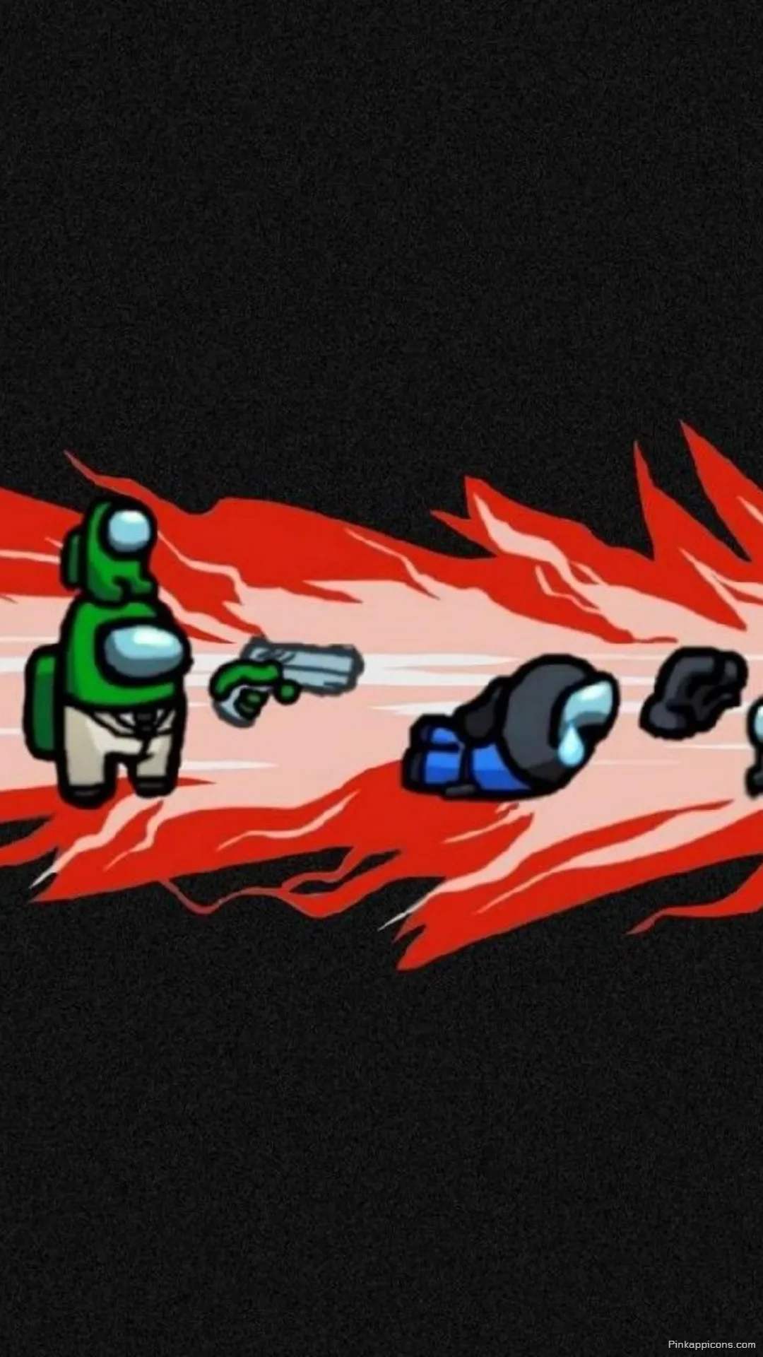 Among Us Wallpaper Green Crewmate Eliminating an Impostor with a Blaster Among Us Wallpaper Green Crewmate Eliminating an Impostor with a Blaster