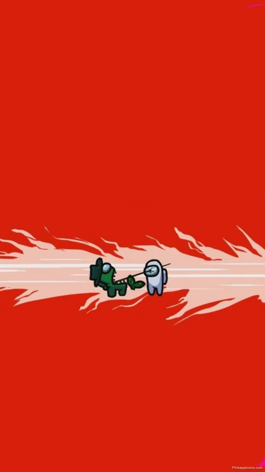 Among Us Wallpaper White Crewmate Shooting a Green Character on a Red Background Among Us Wallpaper White Crewmate Shooting a Green Character on a Red Background