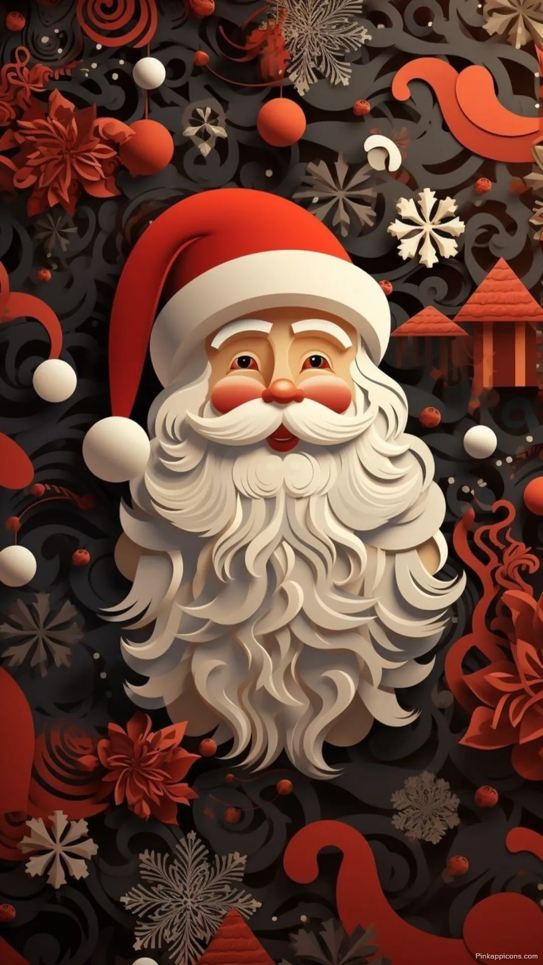 Artistic Paper Craft Santa Christmas Wallpaper Intricate 3D Holiday Design Phone Wallpaper Artistic Paper-Craft Santa Christmas Wallpaper Intricate 3D Holiday Design Phone Wallpaper