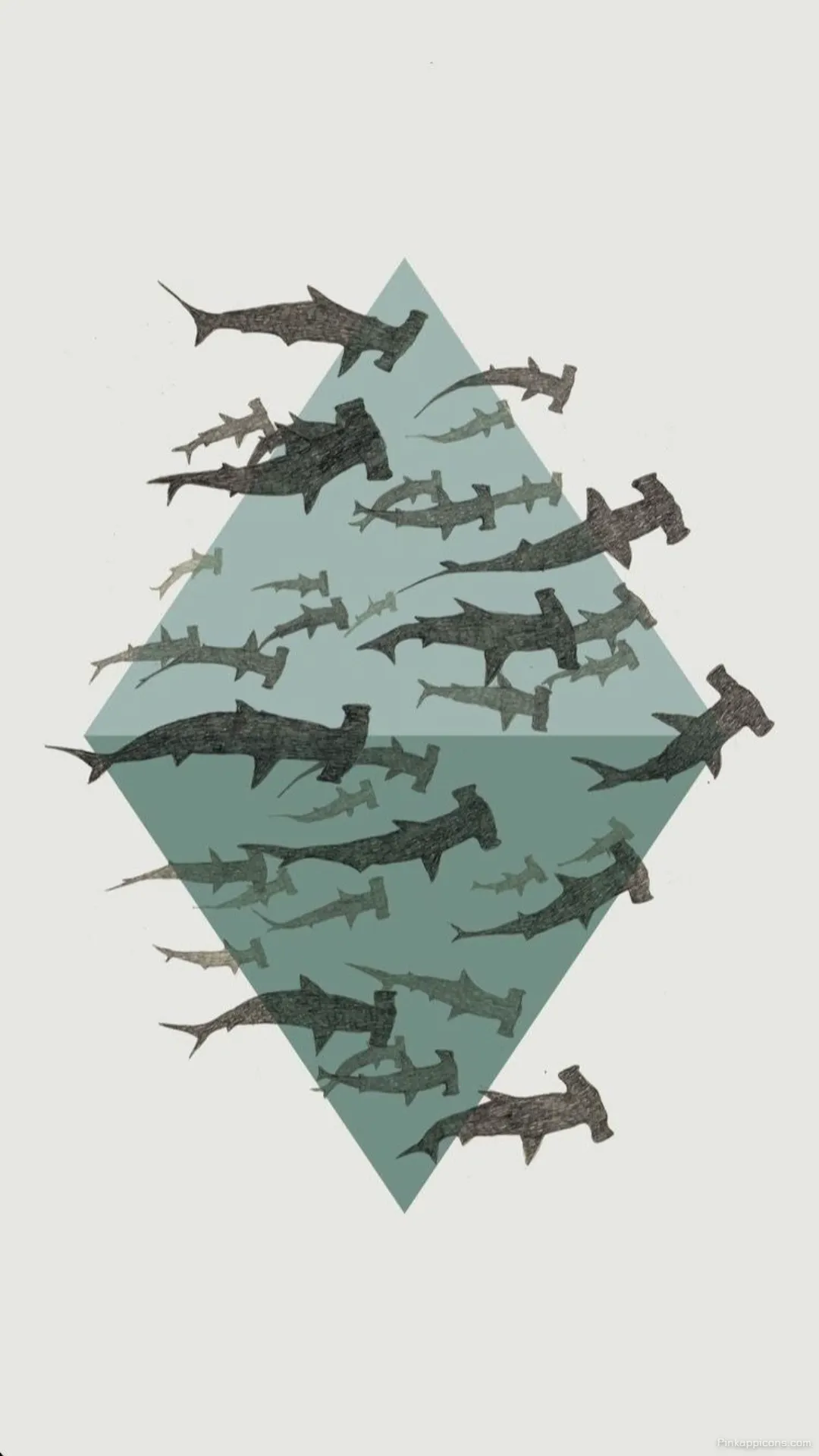 Artistic School of Hammerheads Shark Wallpaper Geometric Ocean Predator Design Wallpaper Artistic School of Hammerheads Shark Wallpaper Geometric Ocean Predator Design Wallpaper