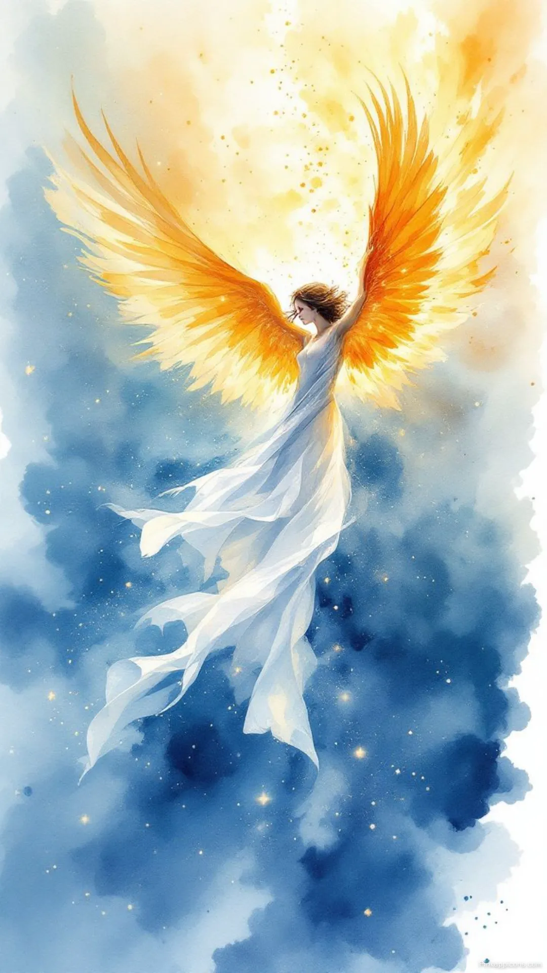 Ascending female angel wallpaper in a glorious beam of divine light a celestial wallpaper Ascending female angel wallpaper in a glorious beam of divine light, a celestial wallpaper.