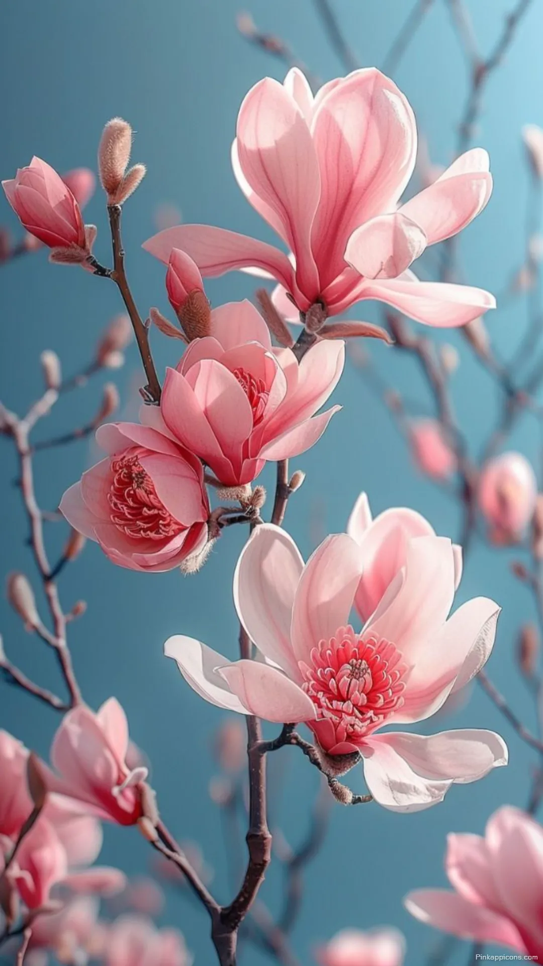 Beautiful pink blooms against a clear blue sky magnolia wallpaper for a stunning phone screen Beautiful pink blooms against a clear blue sky magnolia wallpaper for a stunning phone screen.