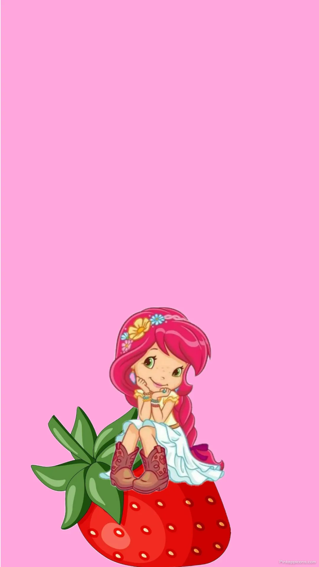 Boho Chic Strawberry Shortcake Wallpaper Cute Character in Cowboy Boots on a Giant Berry Boho Chic Strawberry Shortcake Wallpaper Cute Character in Cowboy Boots on a Giant Berry