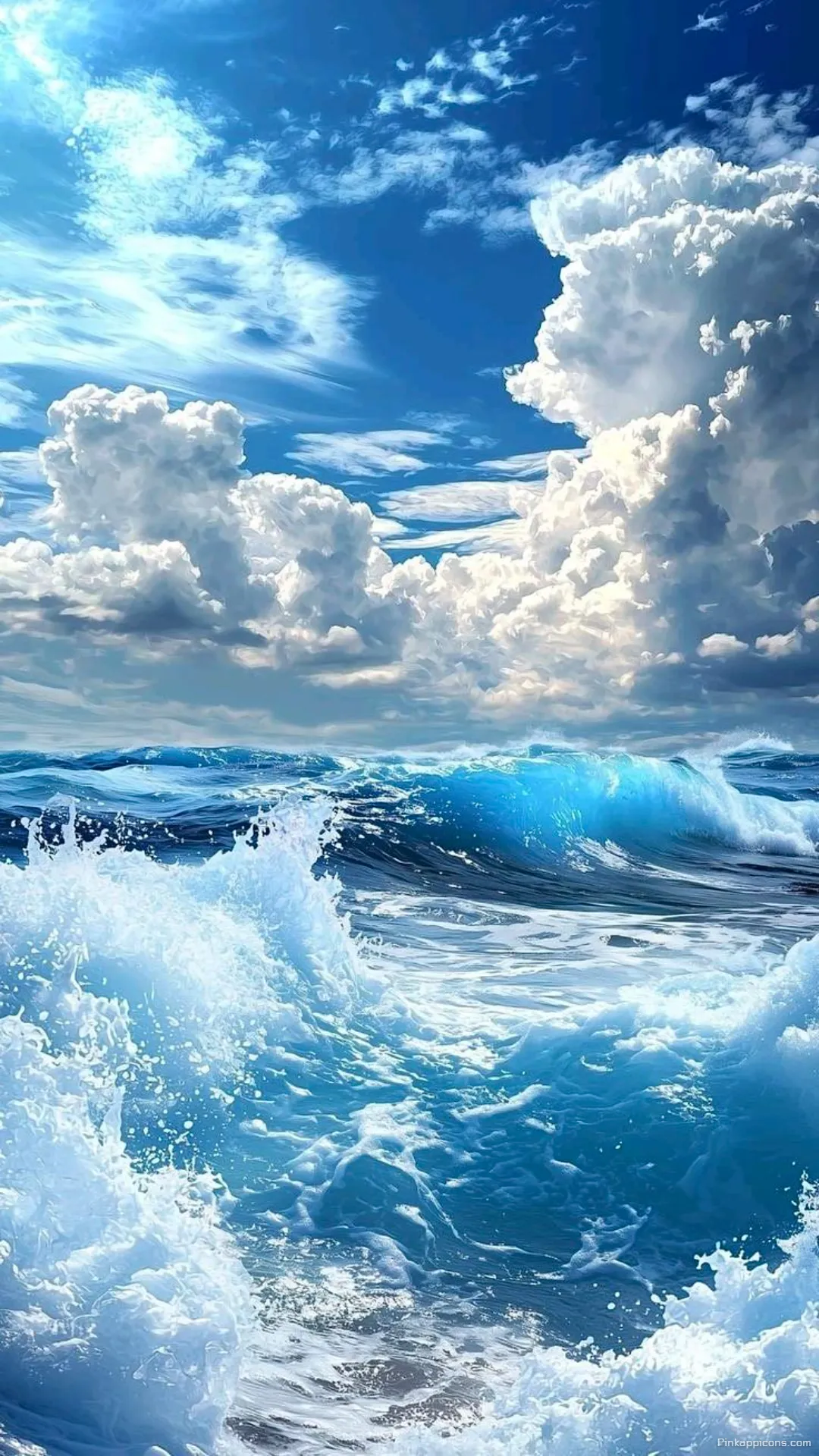 Breathtaking Coastal Ocean Wallpaper Azure Waters Roaring with Foamy Splashes Beneath a Clear Sky Mobile Wallpaper Breathtaking Coastal Ocean Wallpaper Azure Waters Roaring with Foamy Splashes Beneath a Clear Sky Mobile Wallpaper