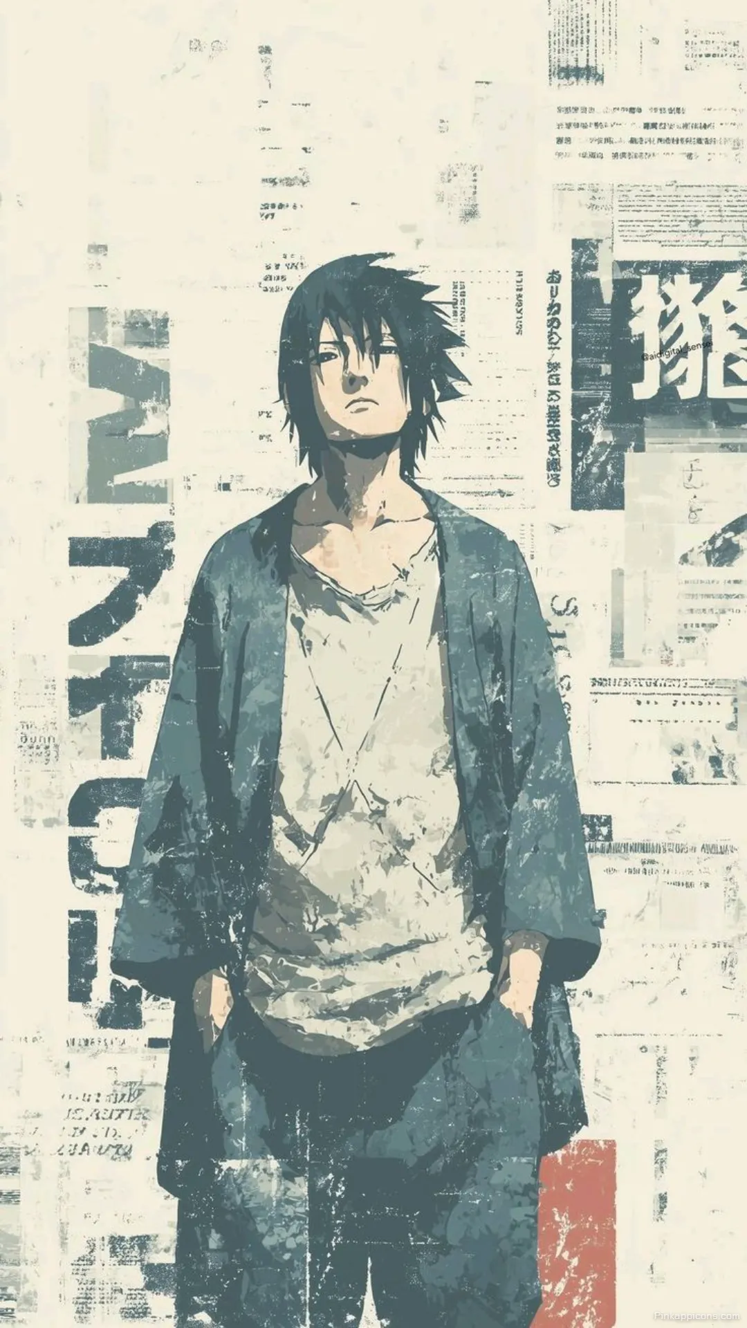 Brooding Sasuke Uchiha in grunge style a captivating dark anime wallpaper 4K for your phone Brooding Sasuke Uchiha in grunge style, a captivating dark anime wallpaper 4K for your phone.