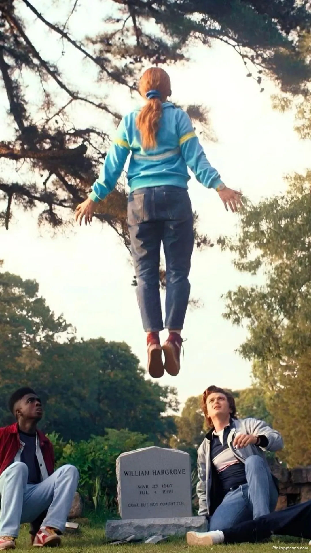 Captivating Stranger Things Wallpaper for Phone Max Mayfields Iconic Floating Moment with Friends at Billys Grave Captivating Stranger Things Wallpaper for Phone Max Mayfield’s Iconic Floating Moment with Friends at Billy’s Grave.