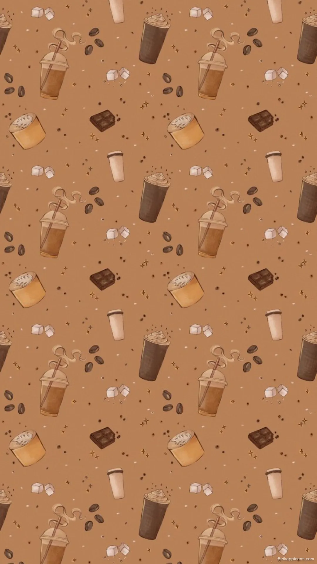 Charming Autumn Wallpaper Seamless Design with Coffee Cups Beans and Chocolate Squares for Phones Charming Autumn Wallpaper Seamless Design with Coffee Cups, Beans, and Chocolate Squares for Phones