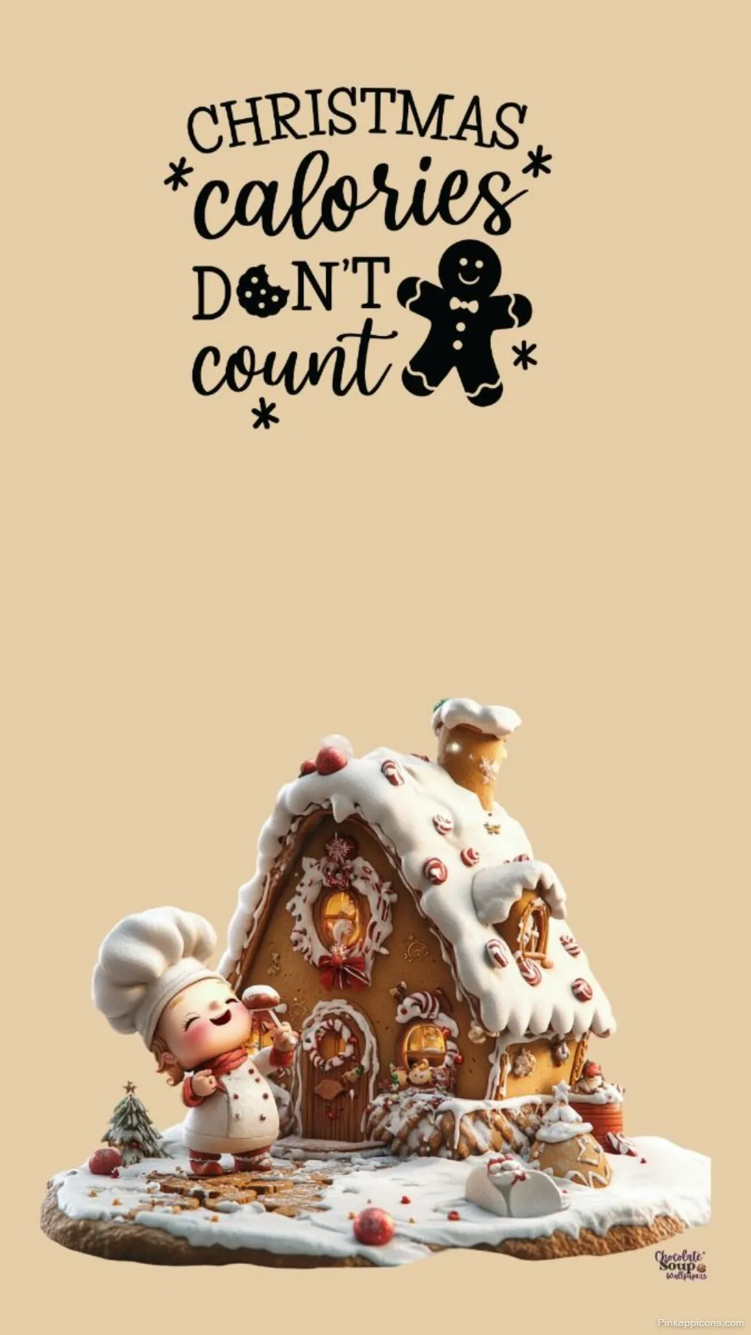 Christmas Calories Dont Count Gingerbread House Chef Wallpaper for Phone Holiday Treats Christmas Calories Don’t Count Gingerbread House & Chef Wallpaper for Phone – Holiday Treats
