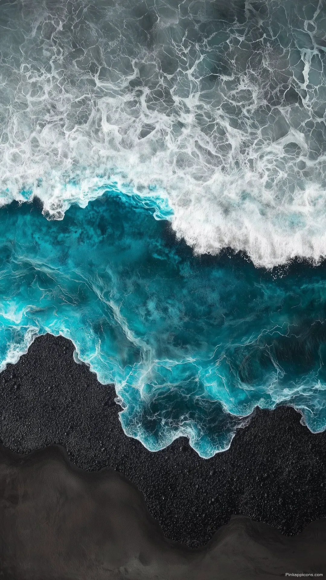 Contrasting Beauty Ocean Wallpaper Foaming White and Teal Waves Against a Black Beach Perfect Phone Wallpaper Contrasting Beauty Ocean Wallpaper Foaming White and Teal Waves Against a Black Beach Perfect Phone Wallpaper