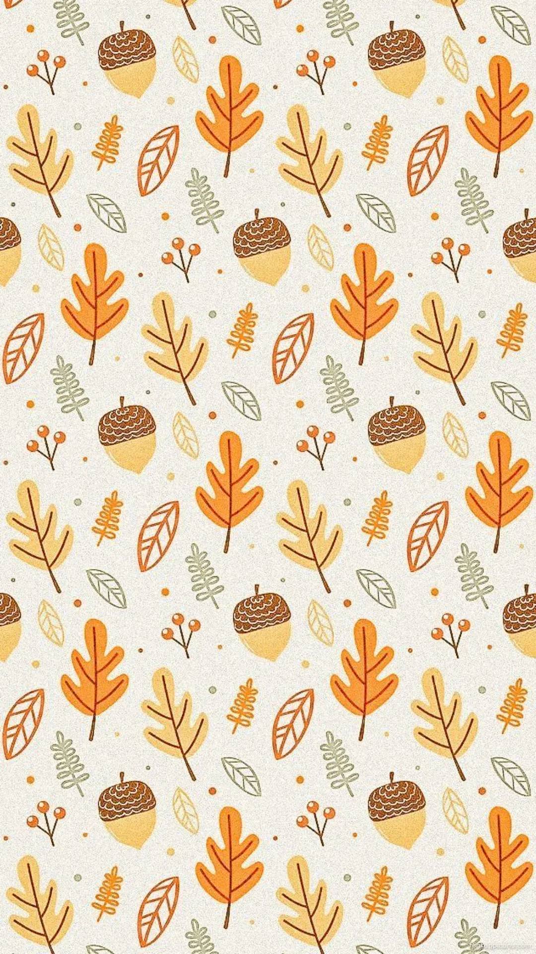 Cozy Cute Autumn Wallpaper Hand drawn pattern of golden leaves acorns and berries perfect for your phone Cozy & Cute Autumn Wallpaper Hand-drawn pattern of golden leaves, acorns, and berries, perfect for your phone