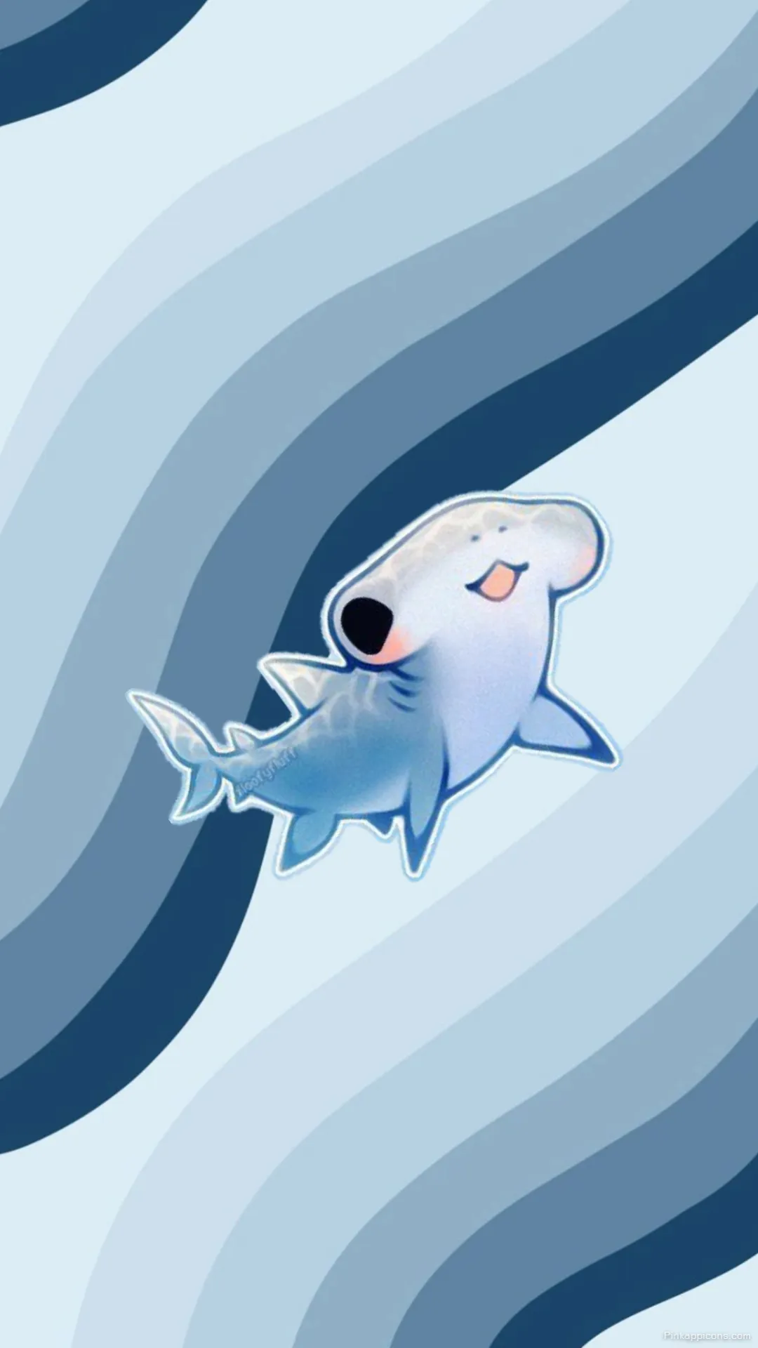 Cute Hammerhead Shark Wallpaper Adorable Cartoon Predator on Wavy Blue Background Wallpaper Cute Hammerhead Shark Wallpaper Adorable Cartoon Predator on Wavy Blue Background Wallpaper