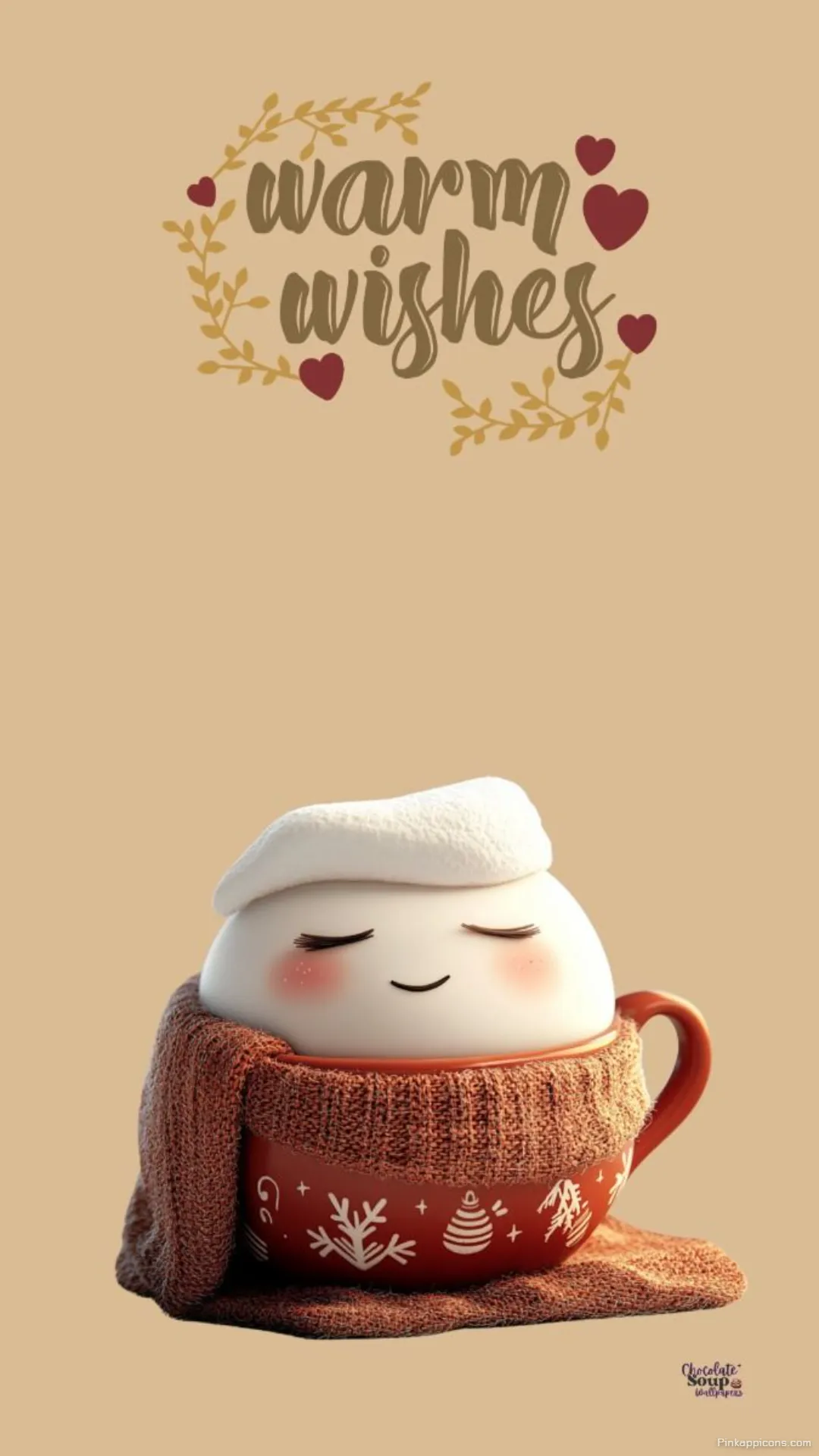 Cute Marshmallow in Cozy Mug Warm Wishes Christmas Wallpaper for Phone Festive Comfort Cute Marshmallow in Cozy Mug Warm Wishes Christmas Wallpaper for Phone – Festive Comfort