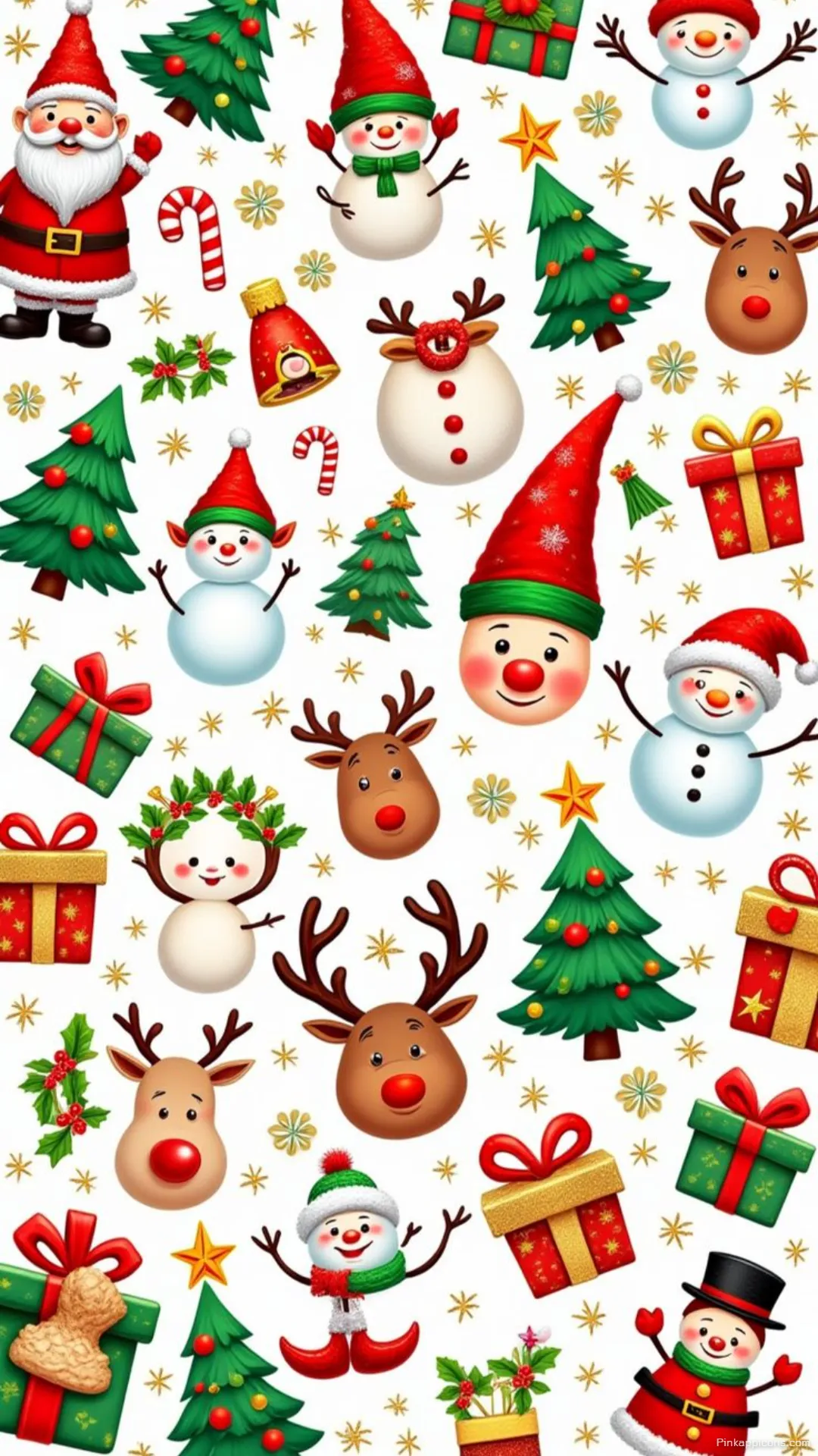 Cute Santa Snowman Christmas Wallpaper for Phone Festive Holiday Pattern Background Cute Santa & Snowman Christmas Wallpaper for Phone Festive Holiday Pattern Background