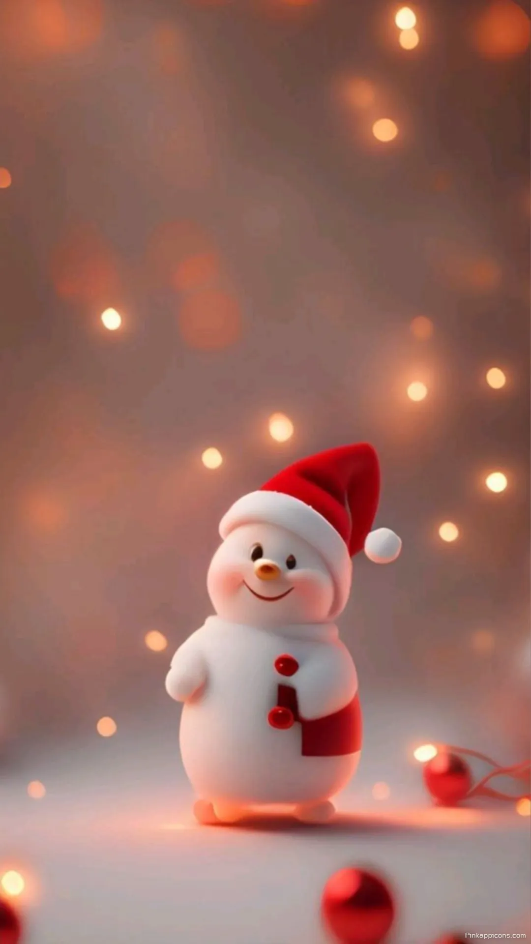 Cute Snowman with Santa Hat Christmas Wallpaper Soft Bokeh Lights Holiday Phone Wallpaper Cute Snowman with Santa Hat Christmas Wallpaper Soft Bokeh Lights Holiday Phone Wallpaper