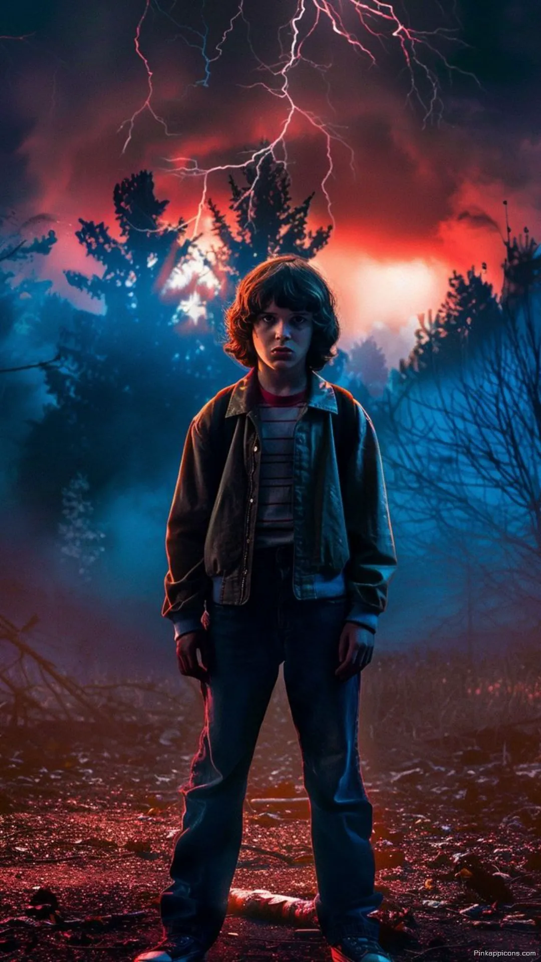 Eerie Stranger Things Wallpaper for Phone Will Byers Stands Alone in the Foreboding Red and Blue Upside Down Eerie Stranger Things Wallpaper for Phone Will Byers Stands Alone in the Foreboding Red and Blue Upside Down.
