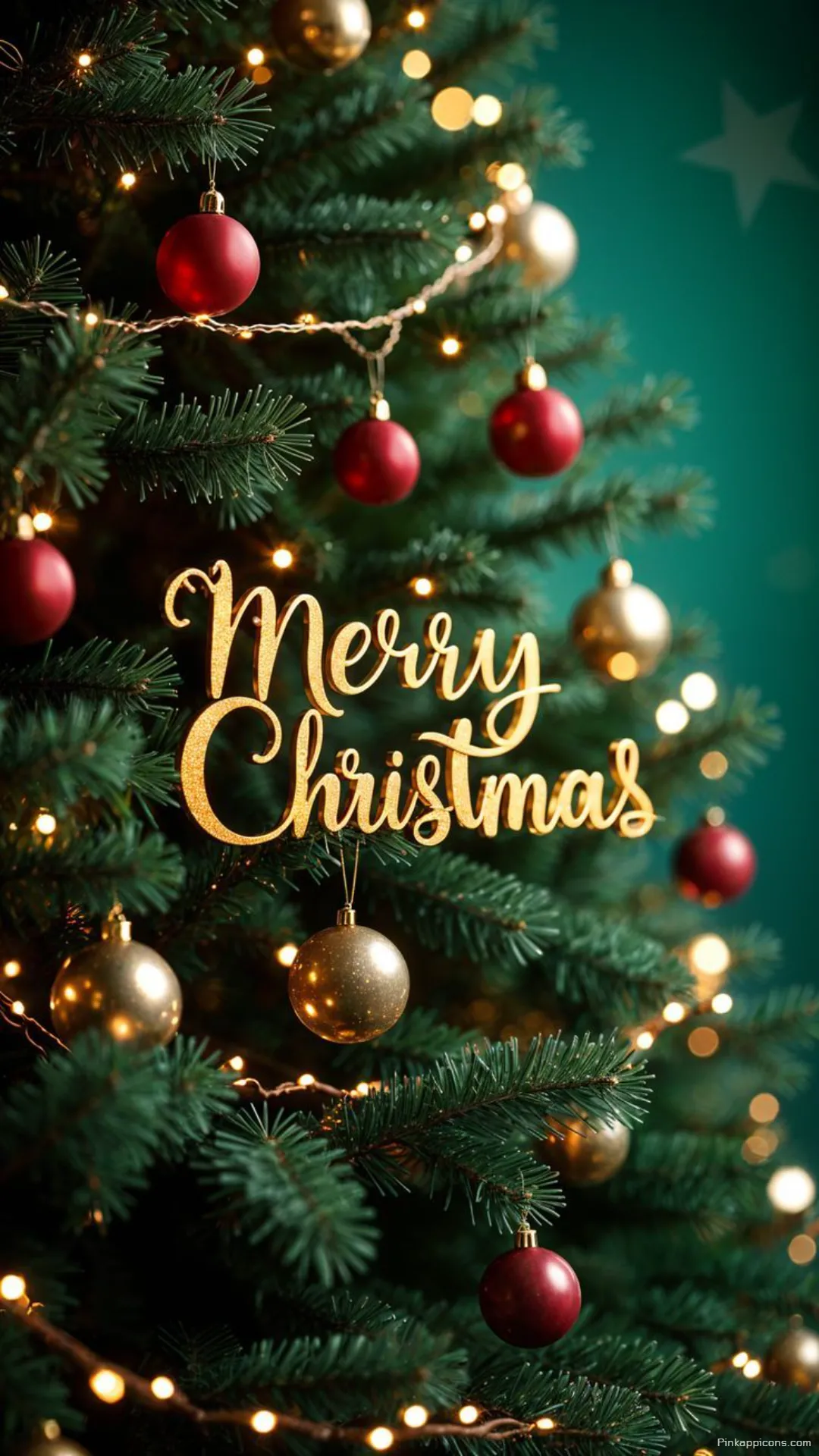 Elegant Christmas Tree Wallpaper with Gold Merry Christmas Sign Festive Phone Wallpaper Elegant Christmas Tree Wallpaper with Gold Merry Christmas Sign Festive Phone Wallpaper