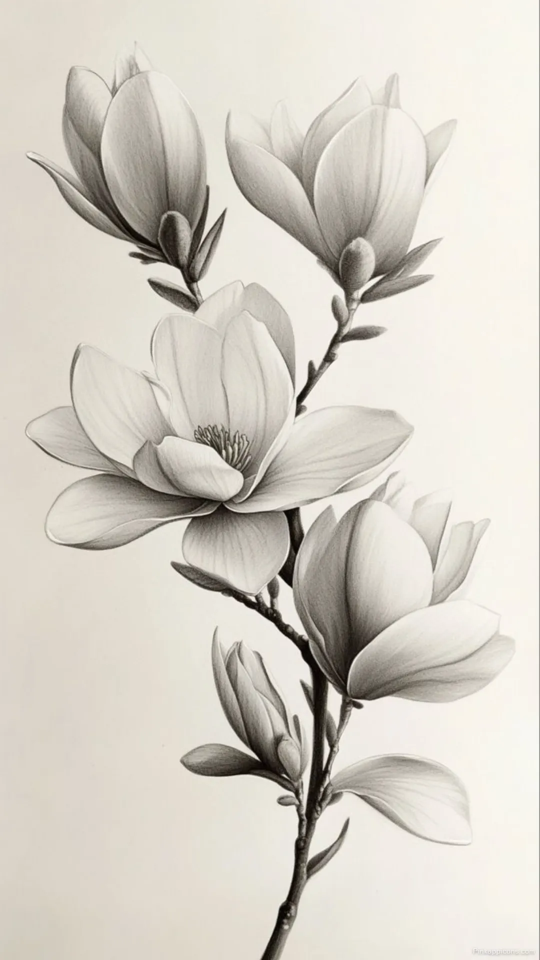 Elegant pencil drawing botanical illustration magnolia wallpaper for a classic phone screen Elegant pencil drawing botanical illustration magnolia wallpaper for a classic phone screen.