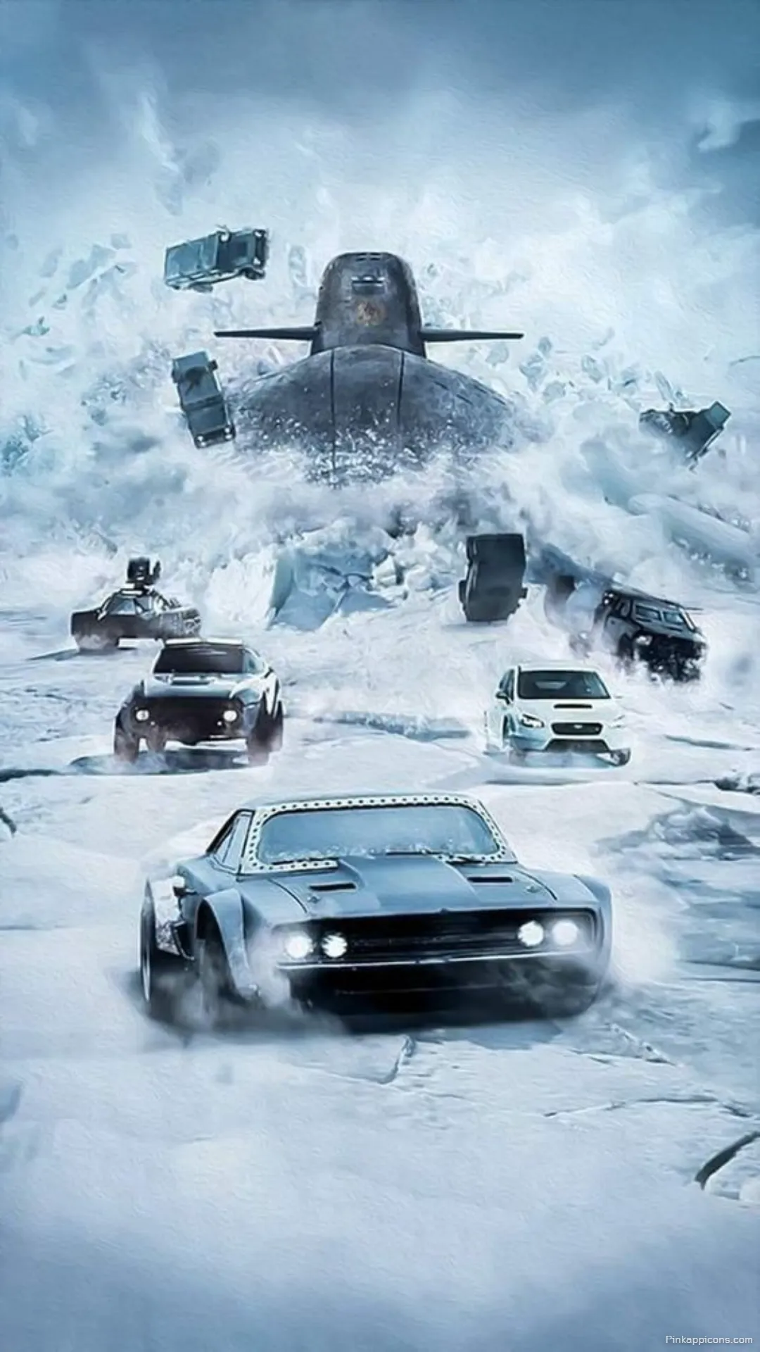 Epic Fast and Furious 8 ice chase fast and furious wallpaper featuring a submarine and cars perfect phone background Epic Fast and Furious 8 ice chase fast and furious wallpaper featuring a submarine and cars, perfect phone background.