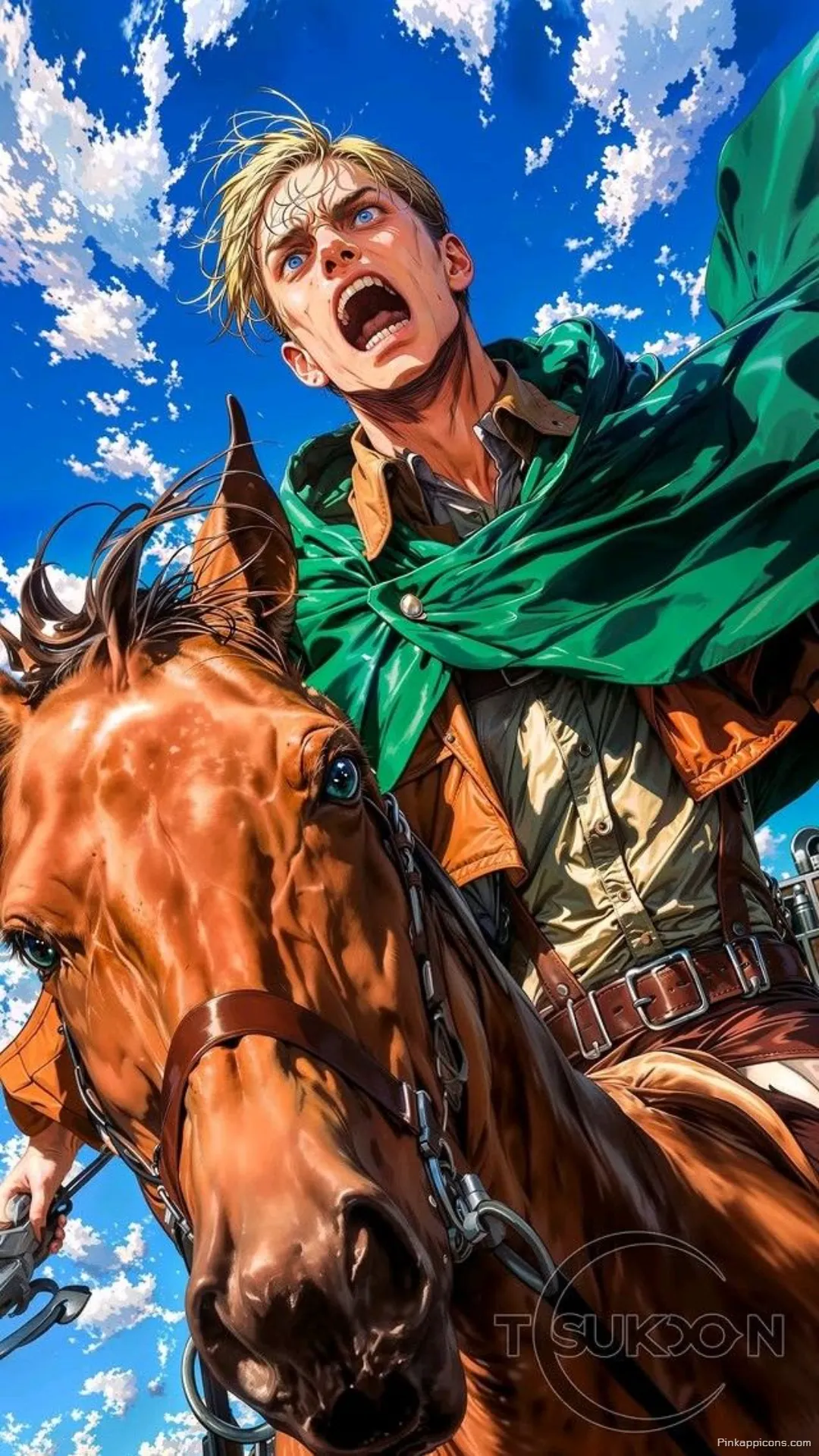 Erwin Smiths courageous charge an epic Attack on Titan dark anime wallpaper 4K for your phone Erwin Smith’s courageous charge, an epic Attack on Titan dark anime wallpaper 4K for your phone.