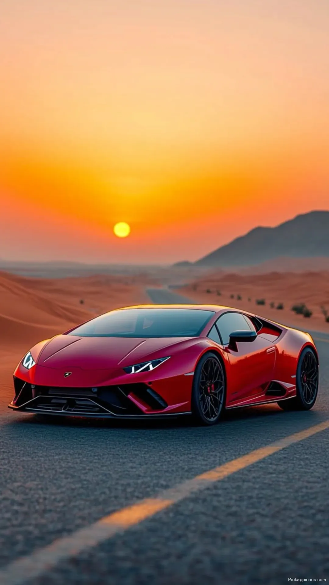 Exotic Lamborghini Huracan Wallpaper Perfect Mobile Backdrop with a Stunning Desert Sunset View Exotic Lamborghini Huracán Wallpaper Perfect Mobile Backdrop with a Stunning Desert Sunset View