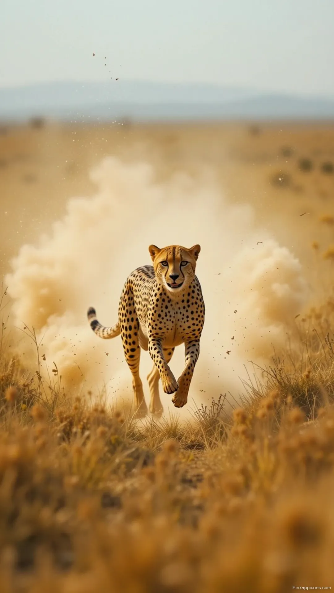 Feel the wild spirit with this captivating cheetah wallpaper showcasing a powerful sprint through the arid plains for phones Feel the wild spirit with this captivating cheetah wallpaper, showcasing a powerful sprint through the arid plains for phones