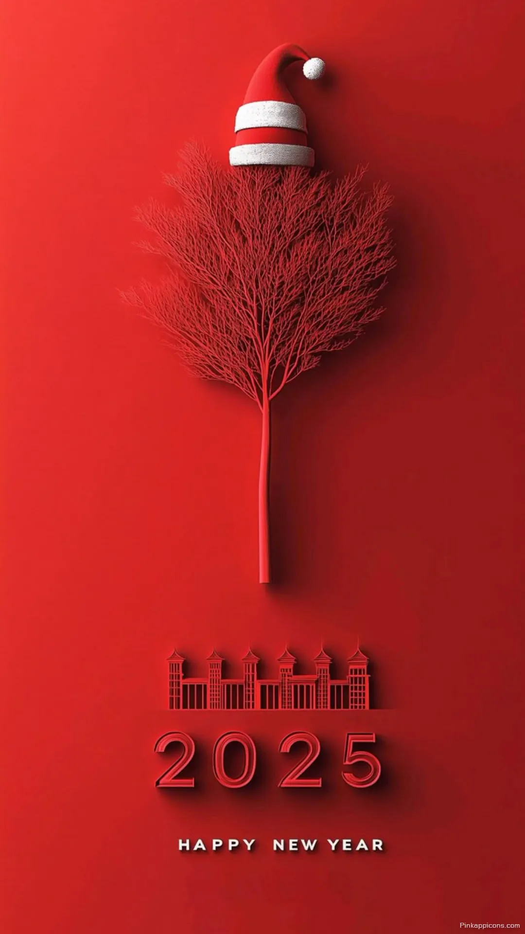 Festive Minimalist Red Christmas Wallpaper 2025 Happy New Year Santa Hat Tree Phone Wallpaper Festive Minimalist Red Christmas Wallpaper 2025 Happy New Year Santa Hat & Tree Phone Wallpaper