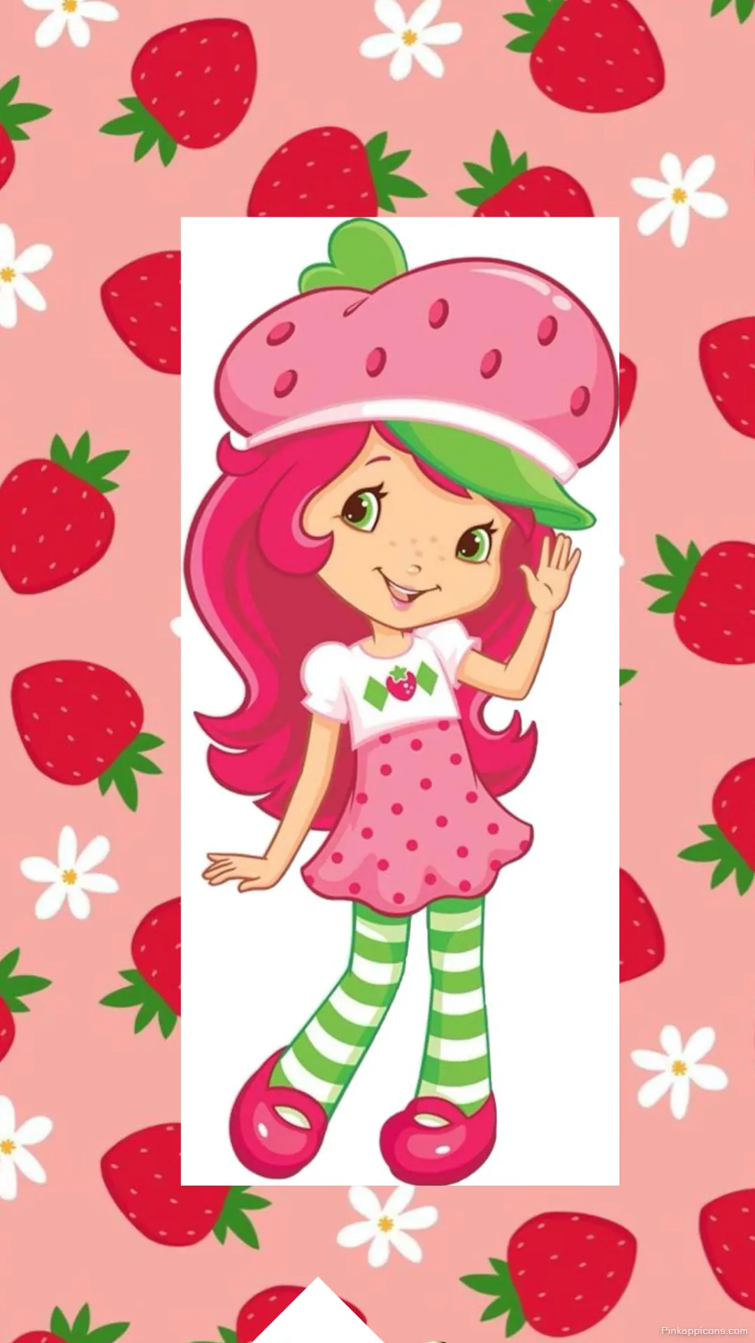Get This Adorable Strawberry Shortcake Wallpaper Featuring a Cute Waving Character Get This Adorable Strawberry Shortcake Wallpaper Featuring a Cute Waving Character