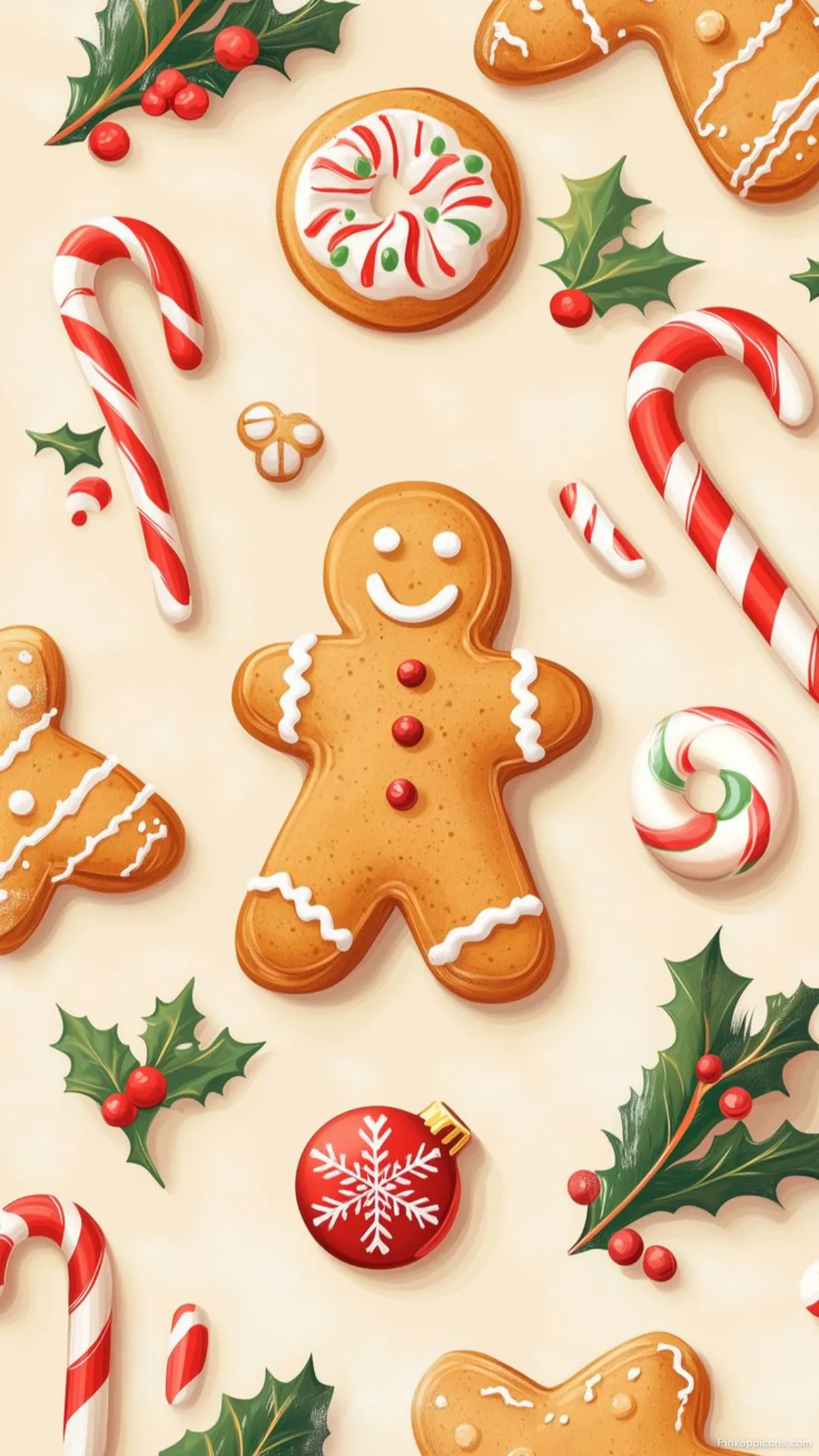Gingerbread Man Candy Canes Christmas Wallpaper for Phone Sweet Holiday Treats Gingerbread Man & Candy Canes Christmas Wallpaper for Phone – Sweet Holiday Treats