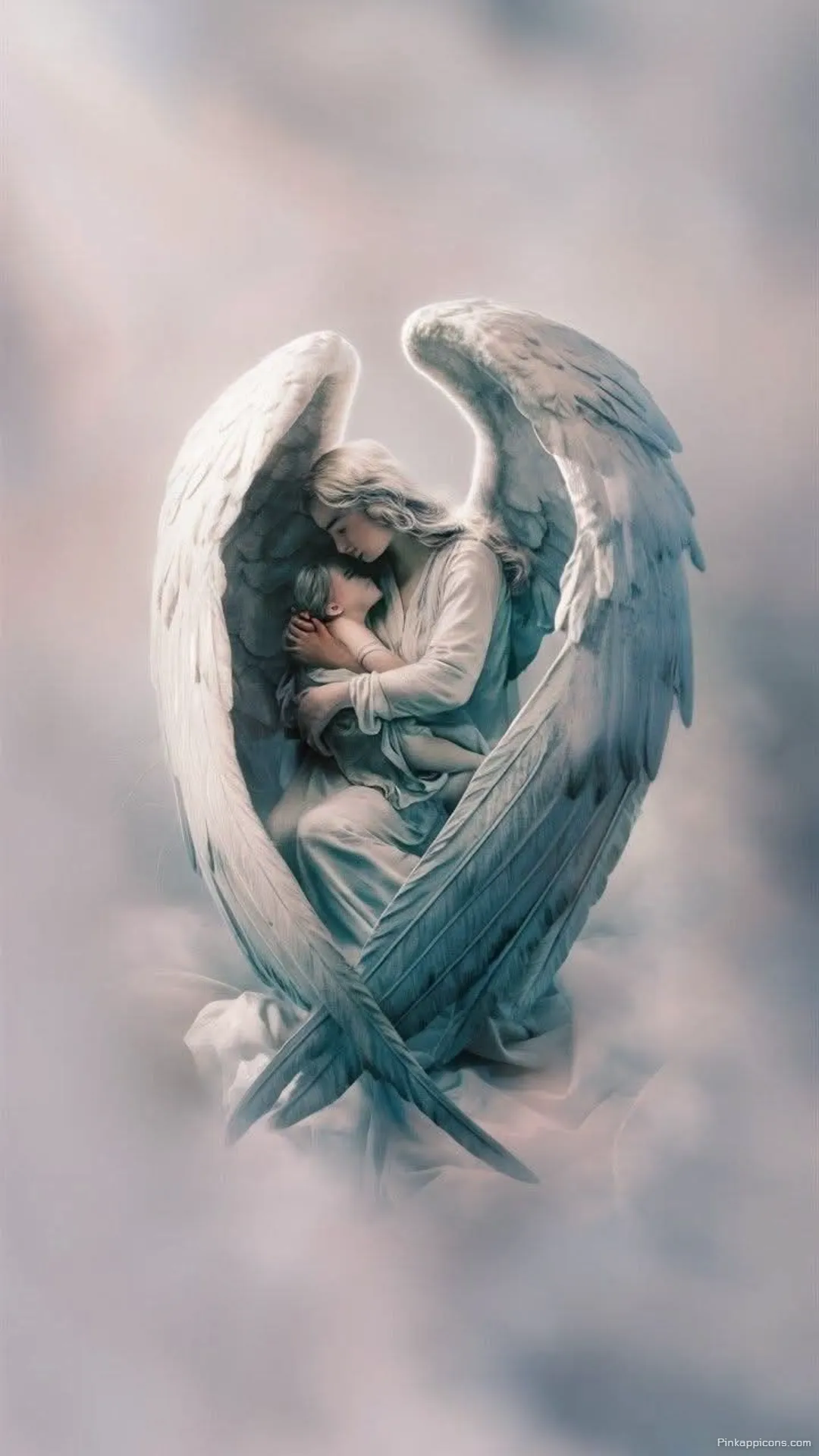 Guardian angel wallpaper of a mother and child a loving and protective phone background Guardian angel wallpaper of a mother and child, a loving and protective phone background.