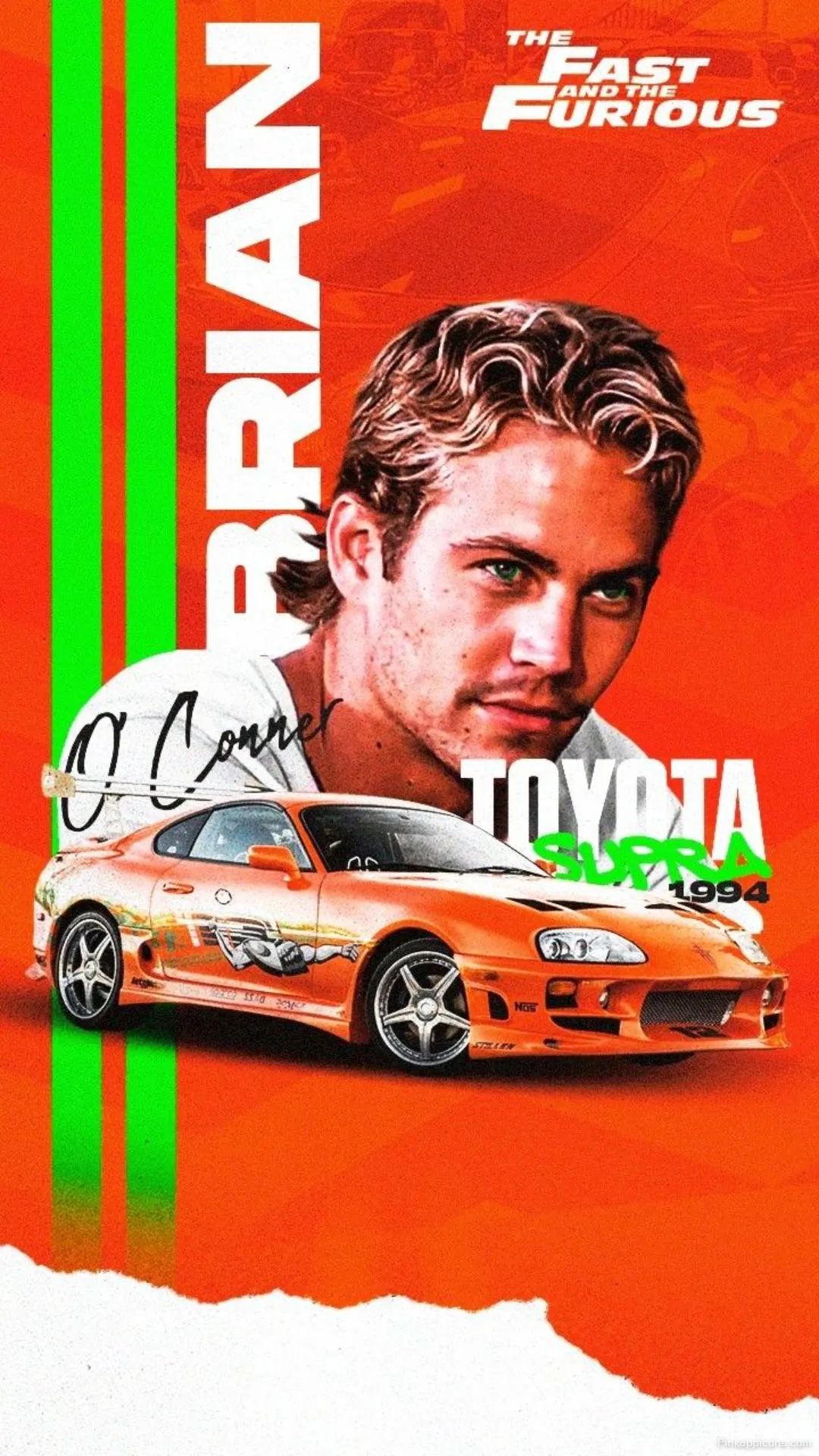 Iconic Brian OConner and his legendary Toyota Supra from Fast and Furious a must have fast and furious wallpaper for your phone Iconic Brian O’Conner and his legendary Toyota Supra from Fast and Furious, a must-have fast and furious wallpaper for your phone.