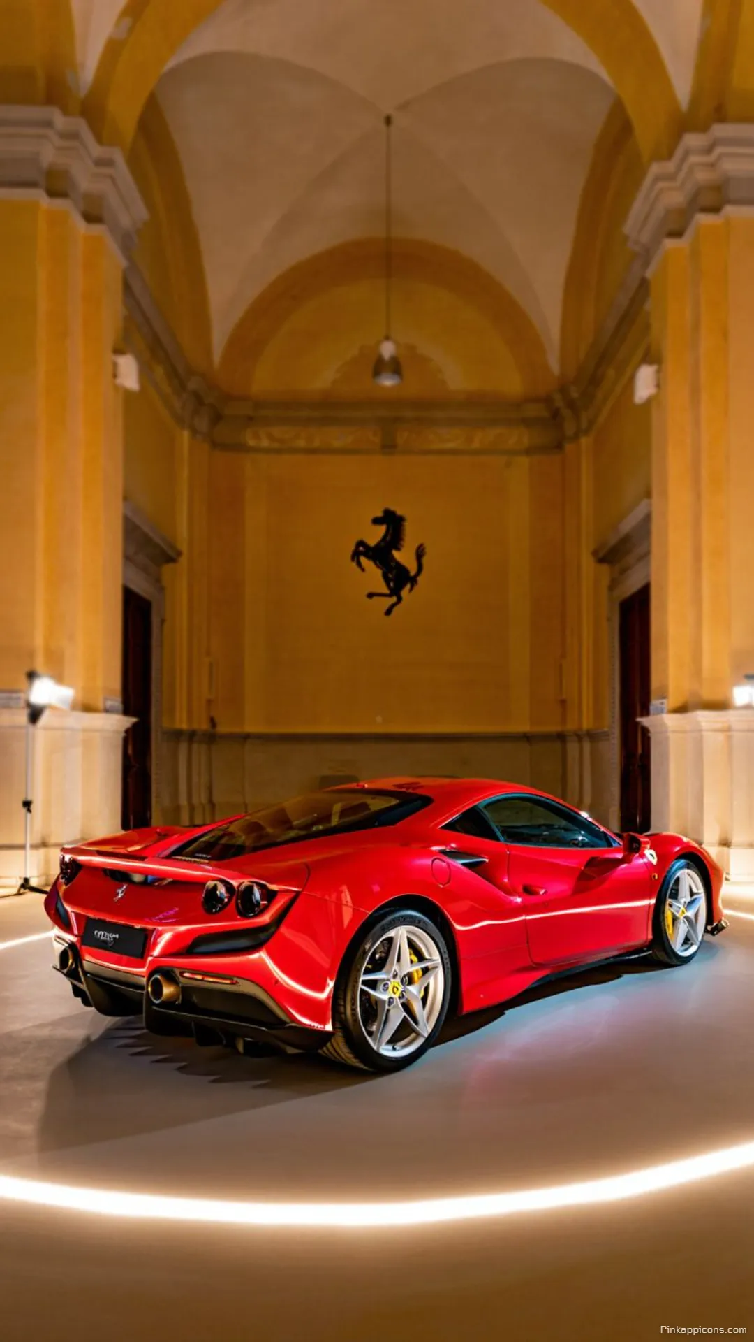 Iconic Ferrari Prancing Horse in Gallery wallpaper Sleek red car illuminated in a classic setting perfect for your phones display wallpaper Iconic Ferrari Prancing Horse in Gallery wallpaper Sleek red car illuminated in a classic setting, perfect for your phone’s display wallpaper