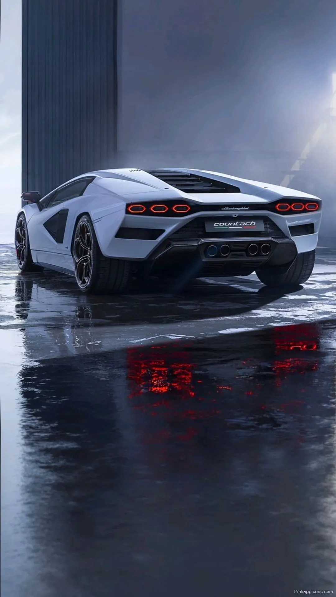 Iconic Lamborghini Countach with Red Light Reflections wallpaper a futuristic design for a captivating phone display Iconic Lamborghini Countach with Red Light Reflections wallpaper a futuristic design for a captivating phone display