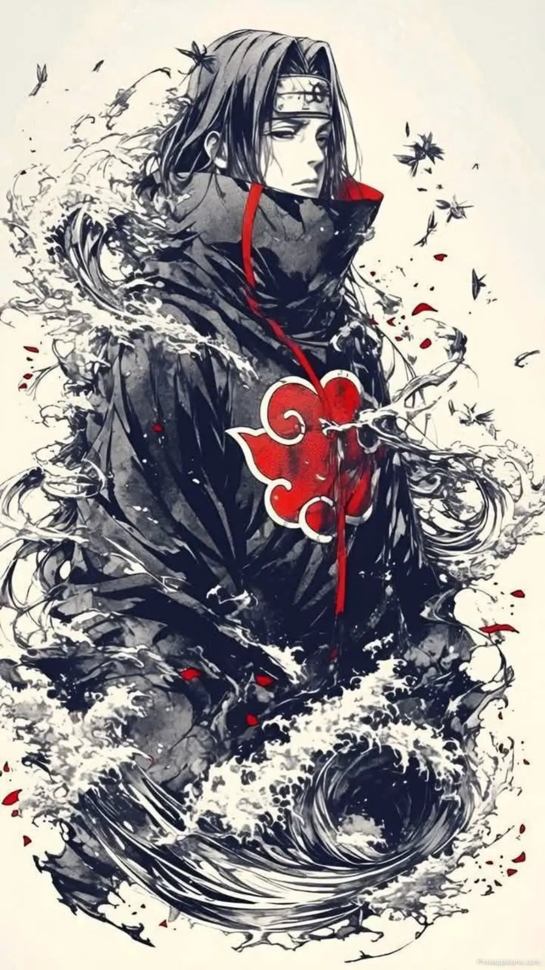 Itachi Uchihas brooding intensity with Akatsuki cloak amidst swirling power an epic dark anime wallpaper 4K for your phone Itachi Uchiha’s brooding intensity with Akatsuki cloak amidst swirling power, an epic dark anime wallpaper 4K for your phone.