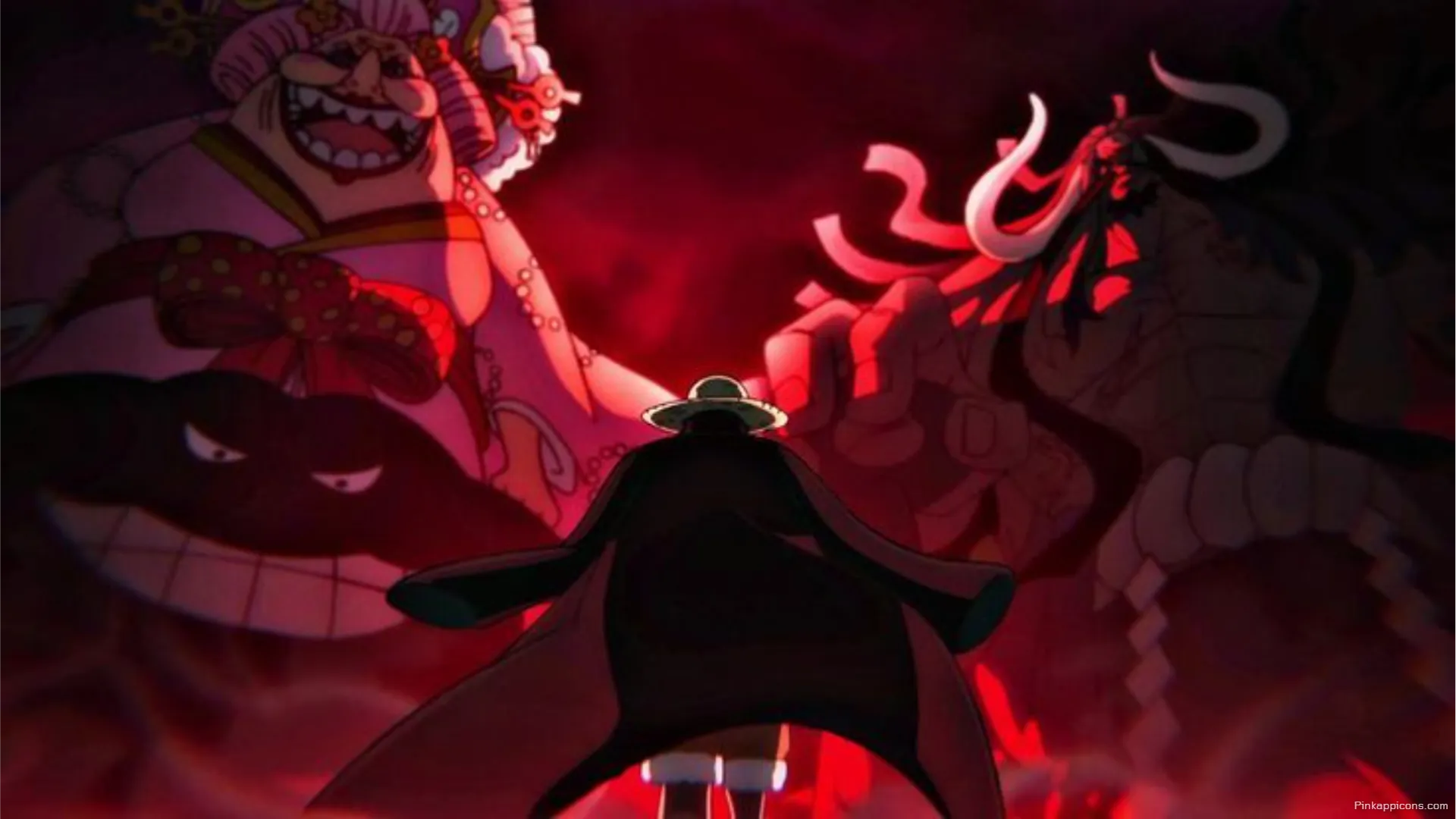 Luffy Facing Big Mom and Kaido in Epic One Piece Showdown Dynamic Laptop Anime Wallpaper Luffy Facing Big Mom and Kaido in Epic One Piece Showdown – Dynamic Laptop Anime Wallpaper