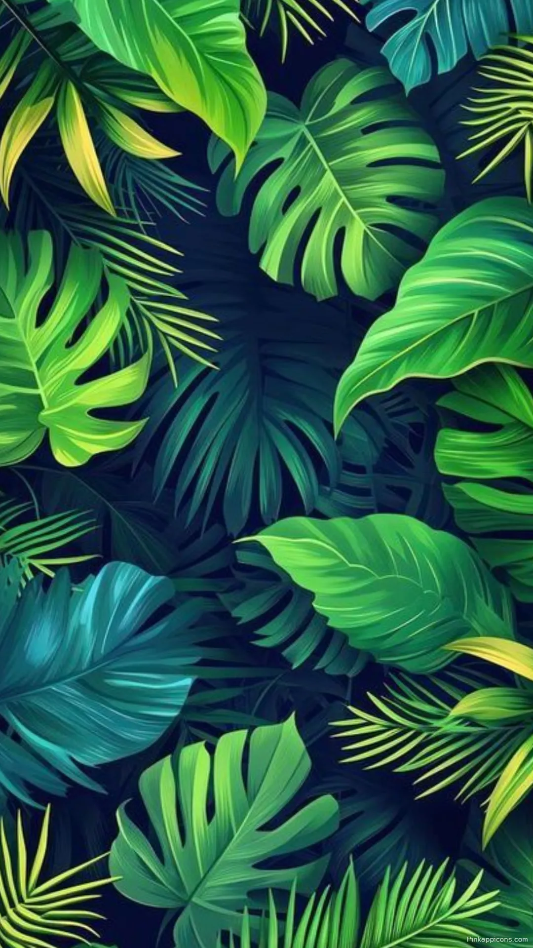 Lush Green Jungle Leaves Tropical Wallpaper an Exotic Botanical Phone Background Design Lush Green Jungle Leaves Tropical Wallpaper, an Exotic Botanical Phone Background Design.
