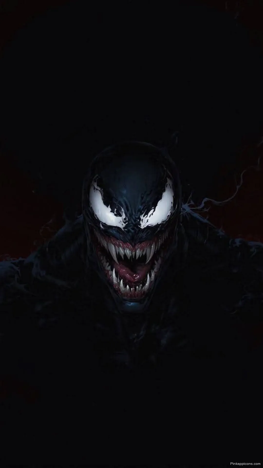 Menacing Venom with glowing white eyes and sharp teeth an intense eye wallpaper 4K for your phone Menacing Venom with glowing white eyes and sharp teeth, an intense eye wallpaper 4K for your phone.