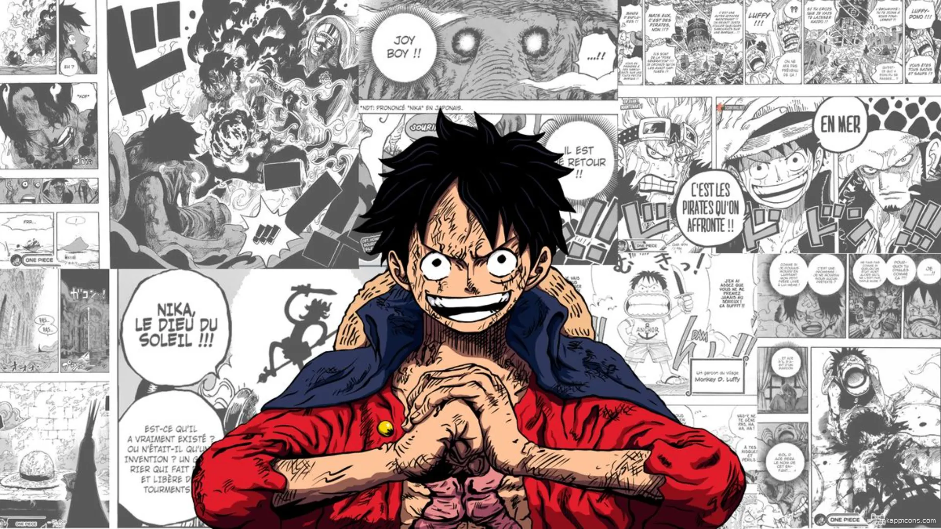 One Piece Monkey D. Luffy Collage with Iconic Manga Panels Dynamic Laptop Anime Wallpaper for Fans One Piece Monkey D. Luffy Collage with Iconic Manga Panels – Dynamic Laptop Anime Wallpaper for Fans