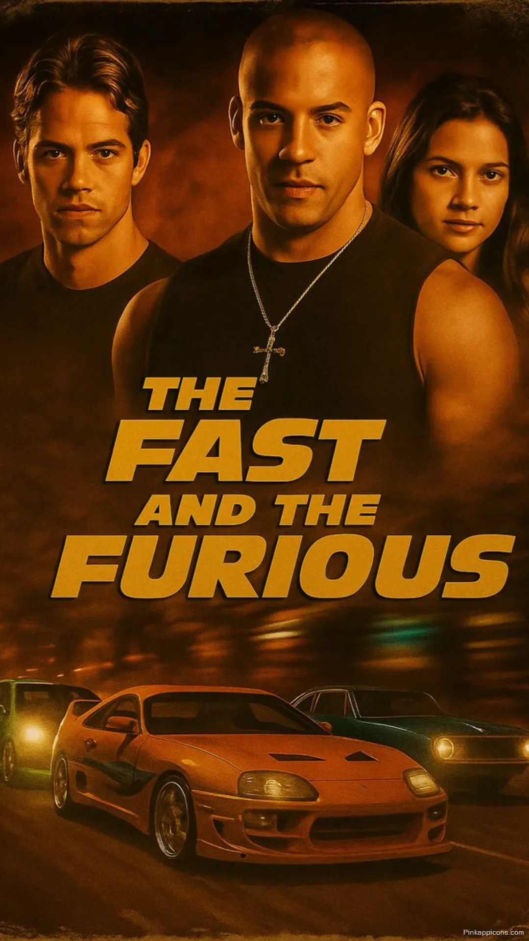 Original The Fast and the Furious movie poster fast and furious wallpaper featuring Brian Dom and iconic Supra for your phone Original The Fast and the Furious movie poster fast and furious wallpaper, featuring Brian, Dom, and iconic Supra for your phone.