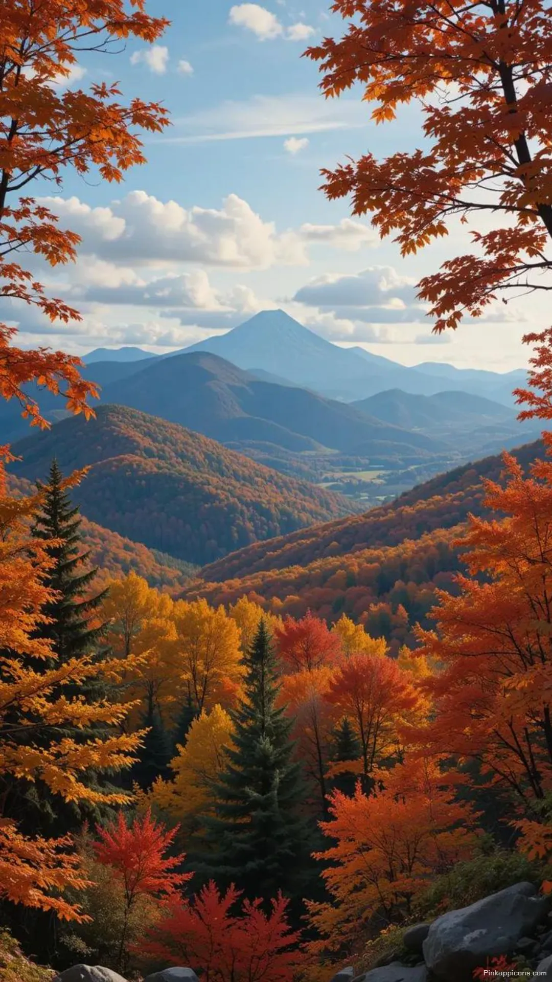 Panoramic Autumn View Stunning Mountain Vista with Colorful Fall Foliage An Ideal Mobile Wallpaper Panoramic Autumn View Stunning Mountain Vista with Colorful Fall Foliage, An Ideal Mobile Wallpaper