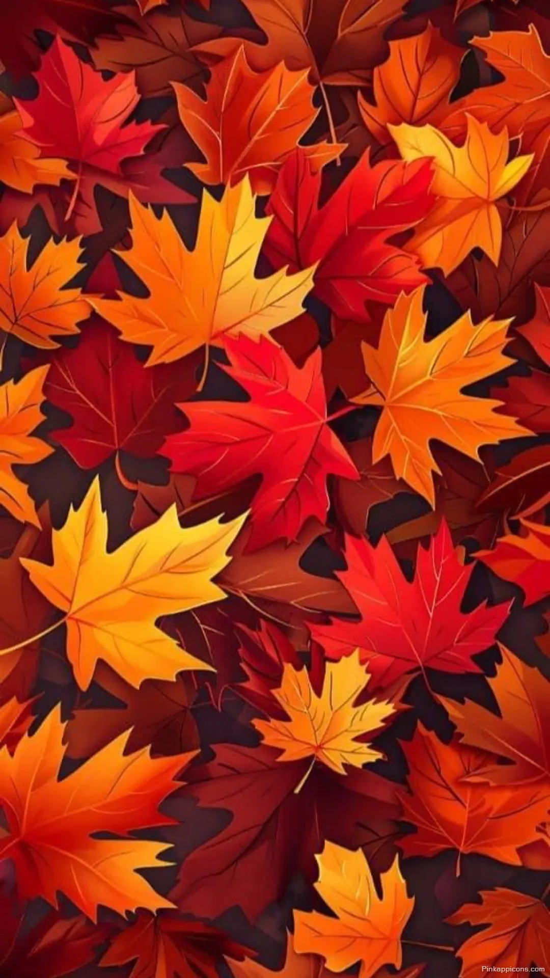 Picturesque blend of golden red and orange leaves forming an inviting autumn wallpaper for any phone Picturesque blend of golden, red, and orange leaves, forming an inviting autumn wallpaper for any phone