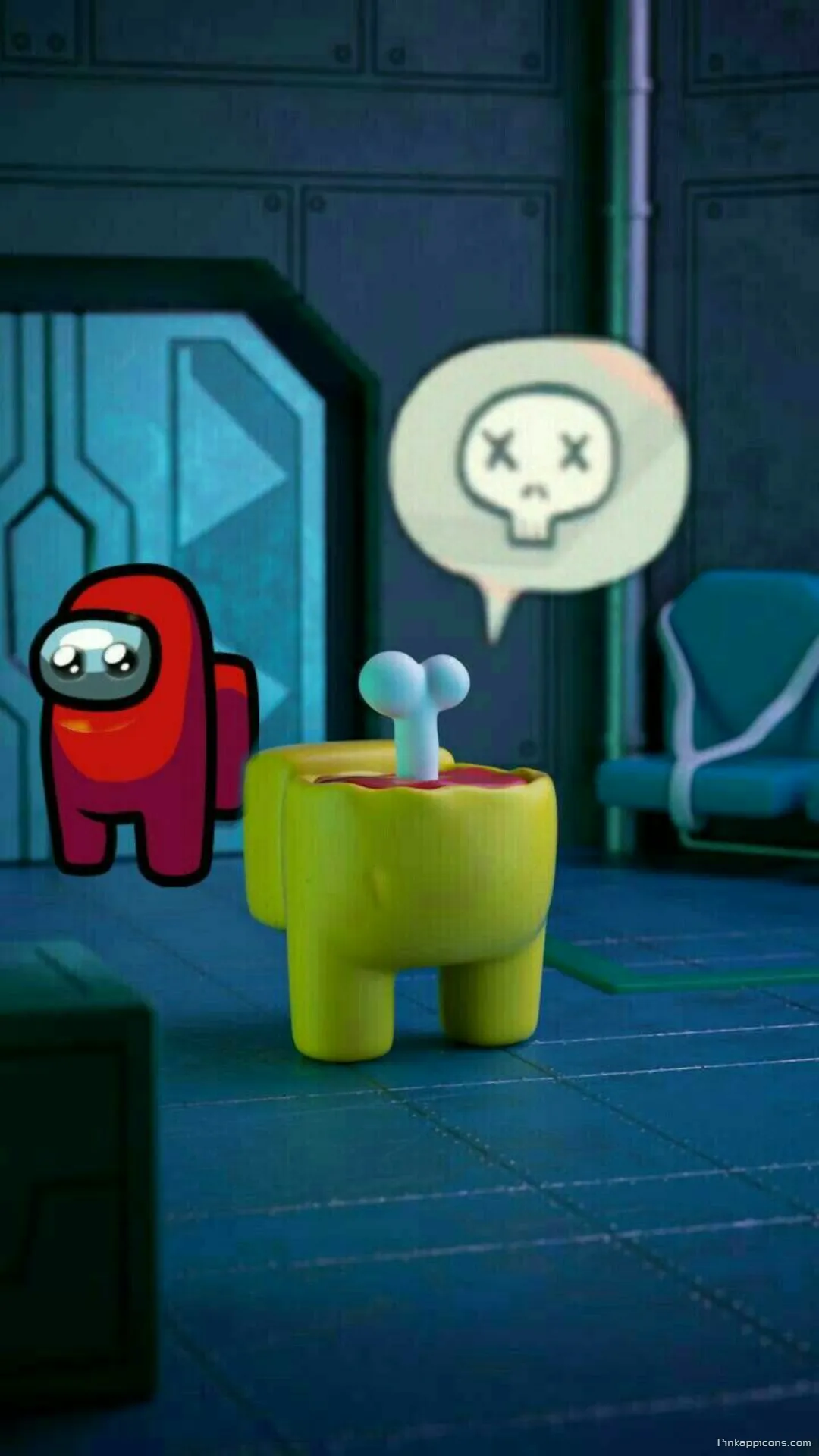 Red imposter stands over a fallen crewmate in this tense HD Among Us wallpaper for phone Red imposter stands over a fallen crewmate in this tense HD Among Us wallpaper for phone.