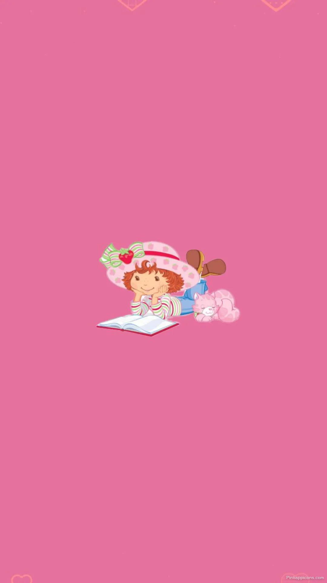 Relaxing Strawberry Shortcake Wallpaper Reading a Book Cute Pink Phone Background Relaxing Strawberry Shortcake Wallpaper Reading a Book Cute Pink Phone Background