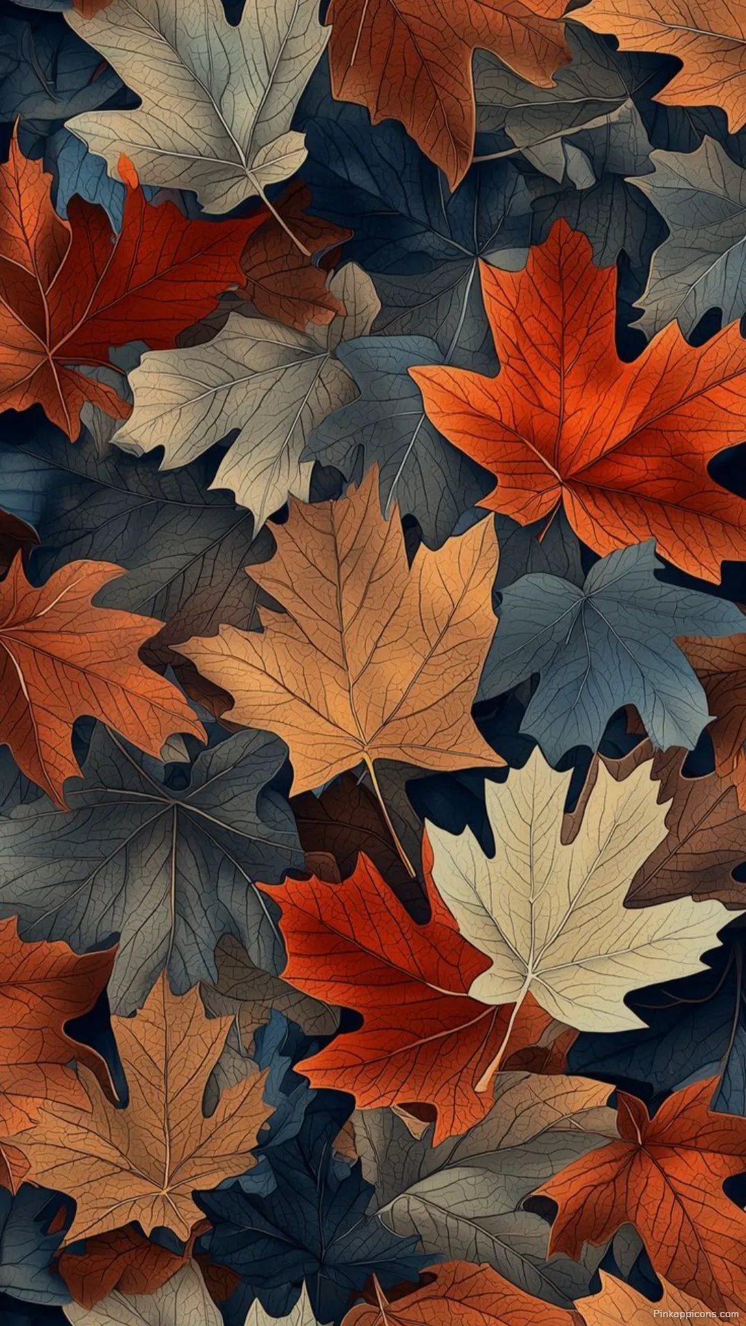 Richly textured autumn wallpaper Intricate pattern of warm toned fall foliage ideal mobile wallpaper Richly textured autumn wallpaper Intricate pattern of warm-toned fall foliage, ideal mobile wallpaper