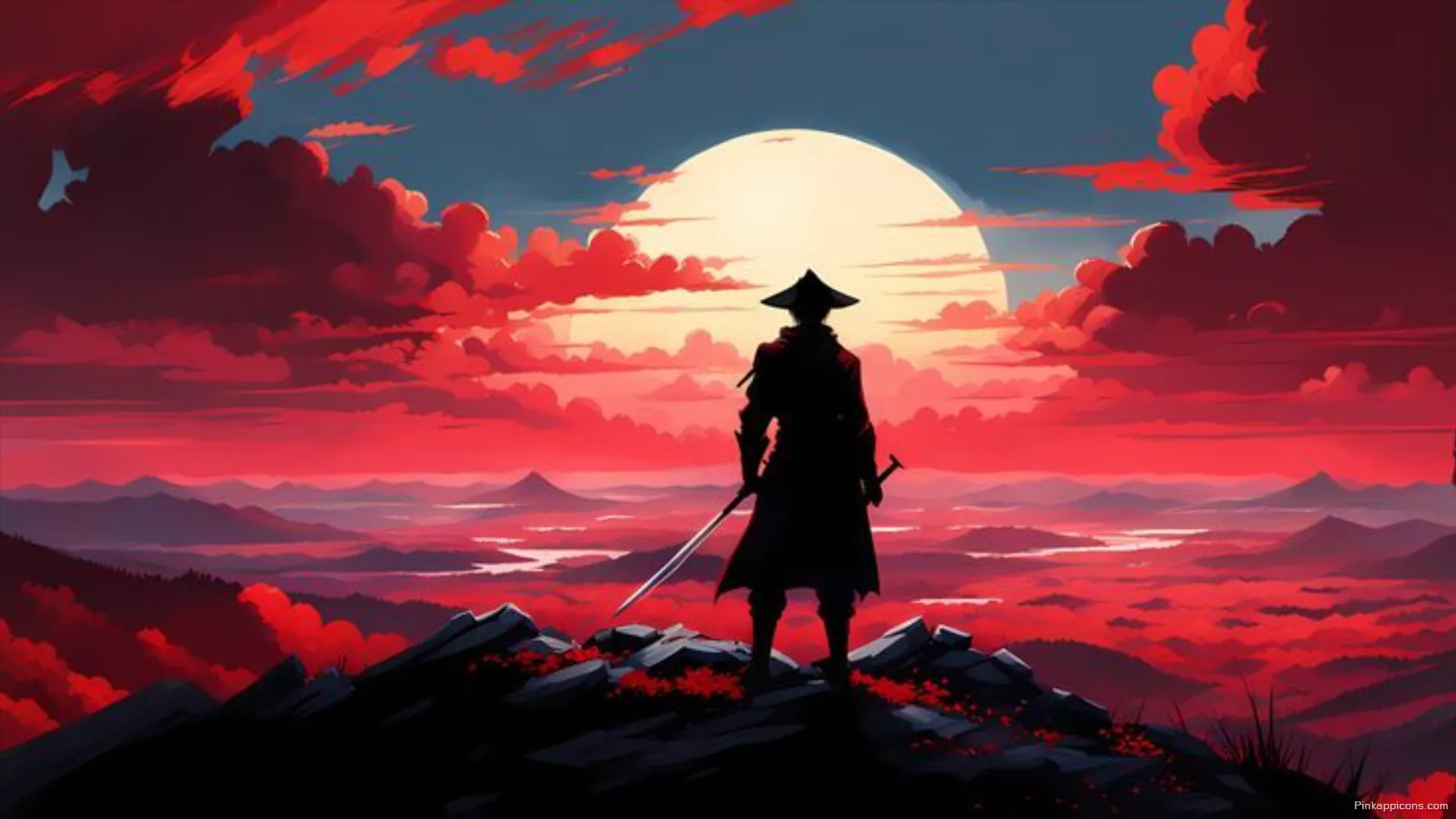 Samurai Warrior Sunset Laptop Anime Wallpaper Red Sky Aesthetic for Your Desktop Samurai Warrior Sunset Laptop Anime Wallpaper Red Sky Aesthetic for Your Desktop