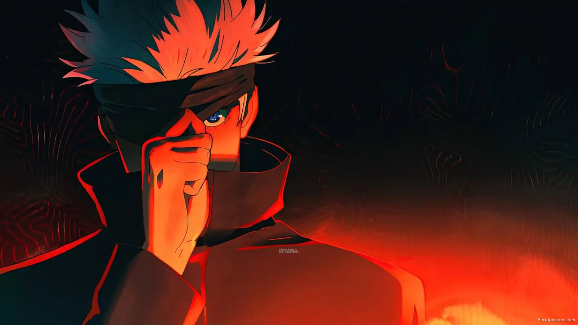 Satoru Gojo Revealing Six Eyes with Intense Blue Glow Captivating Jujutsu Kaisen Laptop Anime Wallpaper Satoru Gojo Revealing Six Eyes with Intense Blue Glow – Captivating Jujutsu Kaisen Laptop Anime Wallpaper