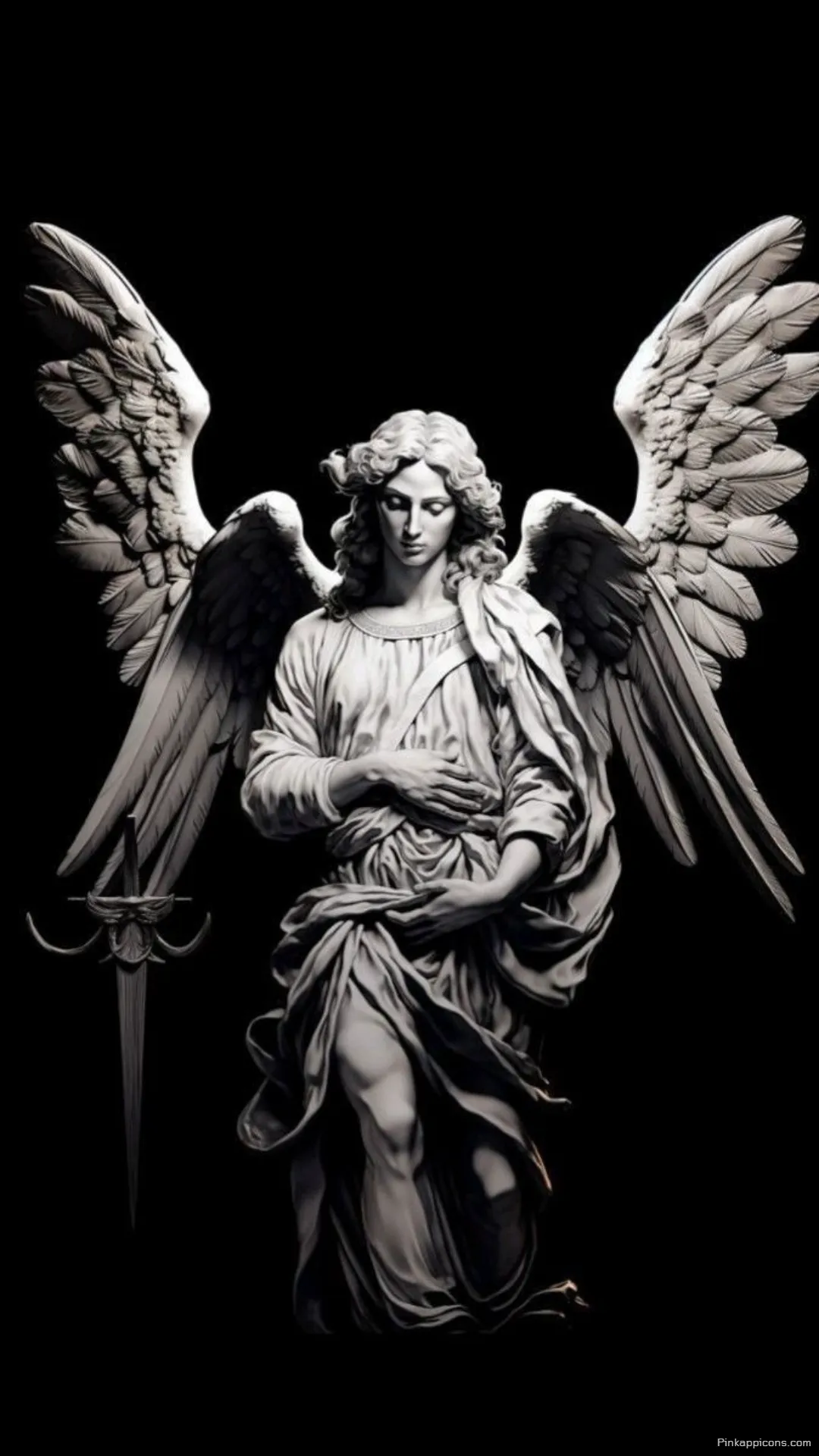 Serene guardian angel wallpaper with a mighty sword a beautiful and powerful phone background Serene guardian angel wallpaper with a mighty sword, a beautiful and powerful phone background.