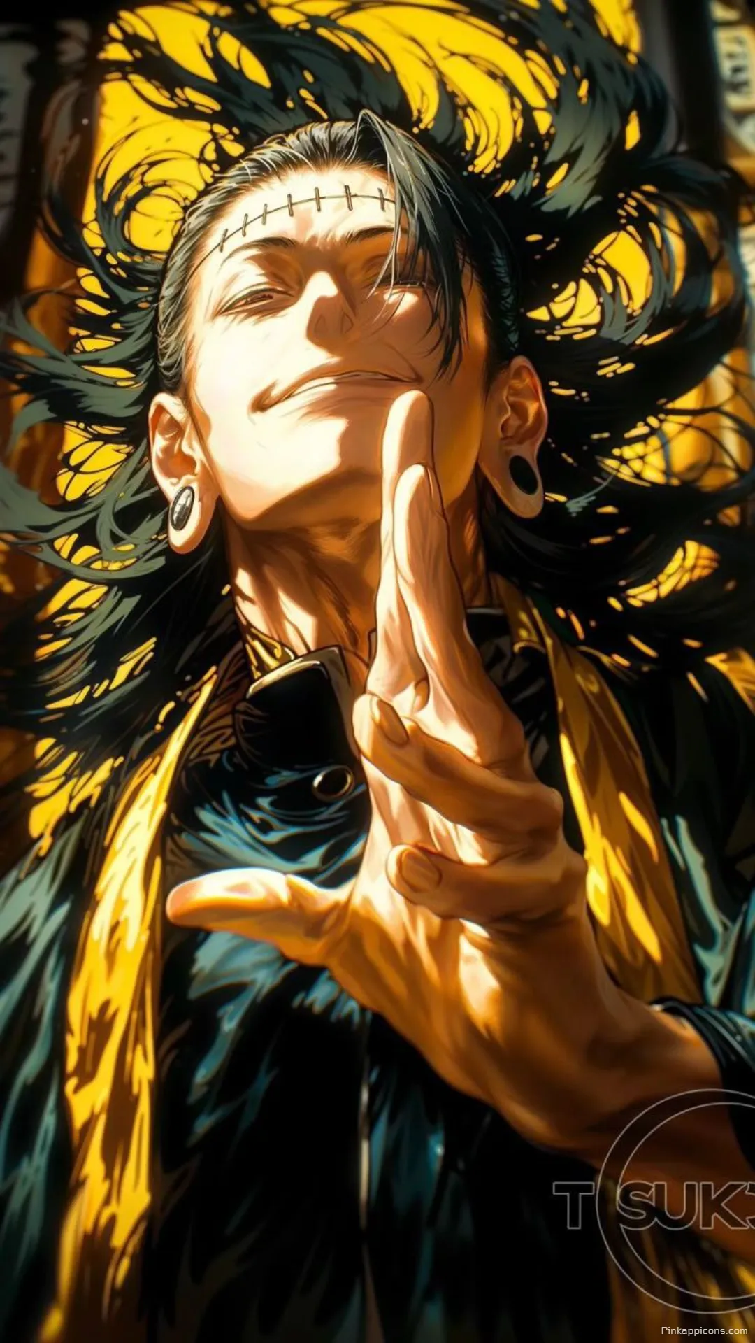 Sinister mastermind Kenjaku with a smug grin an epic dark anime wallpaper 4K for your phone Sinister mastermind Kenjaku with a smug grin, an epic dark anime wallpaper 4K for your phone.