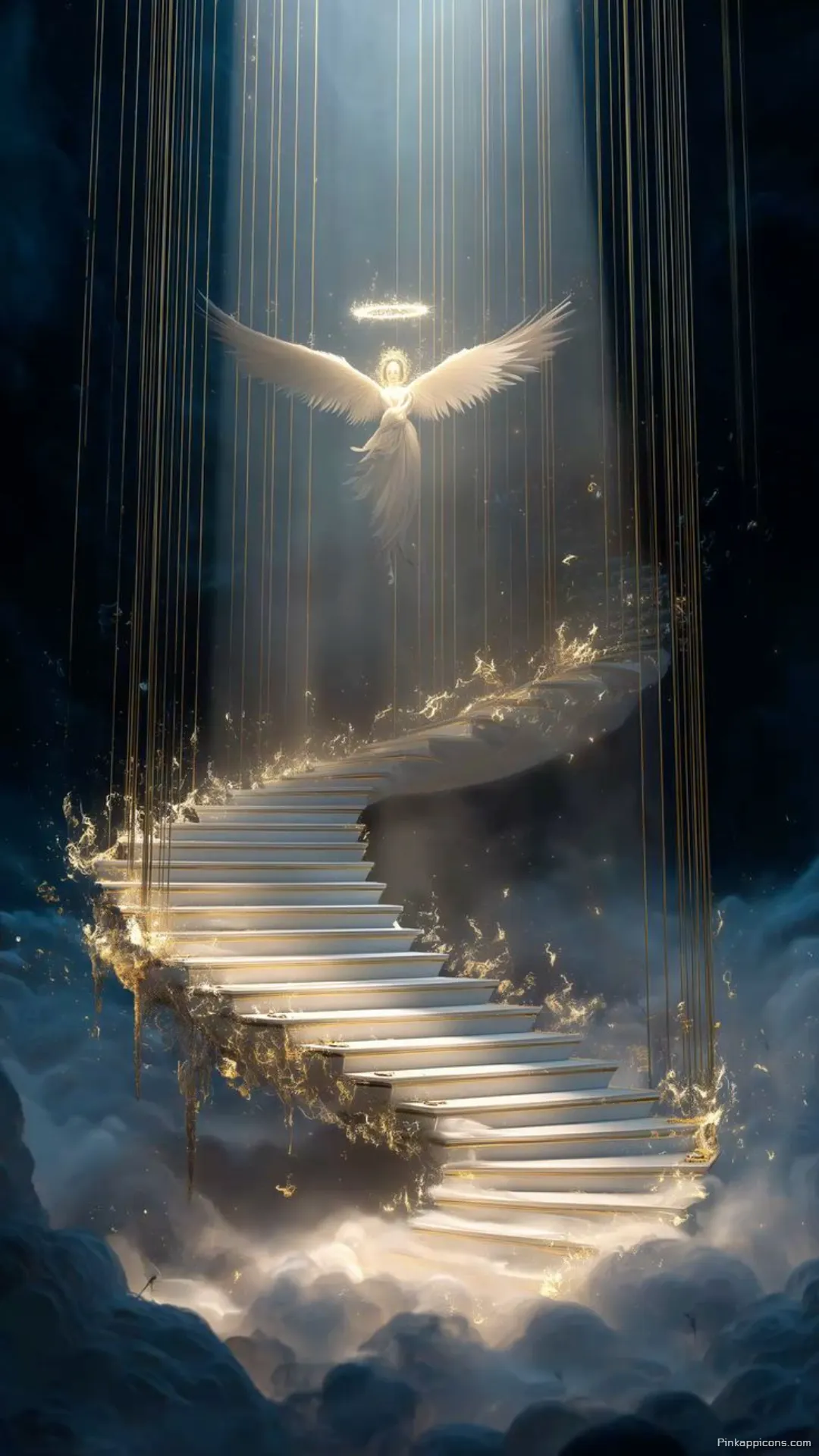 Stairway to heaven angel wallpaper with a divine being a beautiful and epic phone wallpaper Stairway to heaven angel wallpaper with a divine being, a beautiful and epic phone wallpaper.